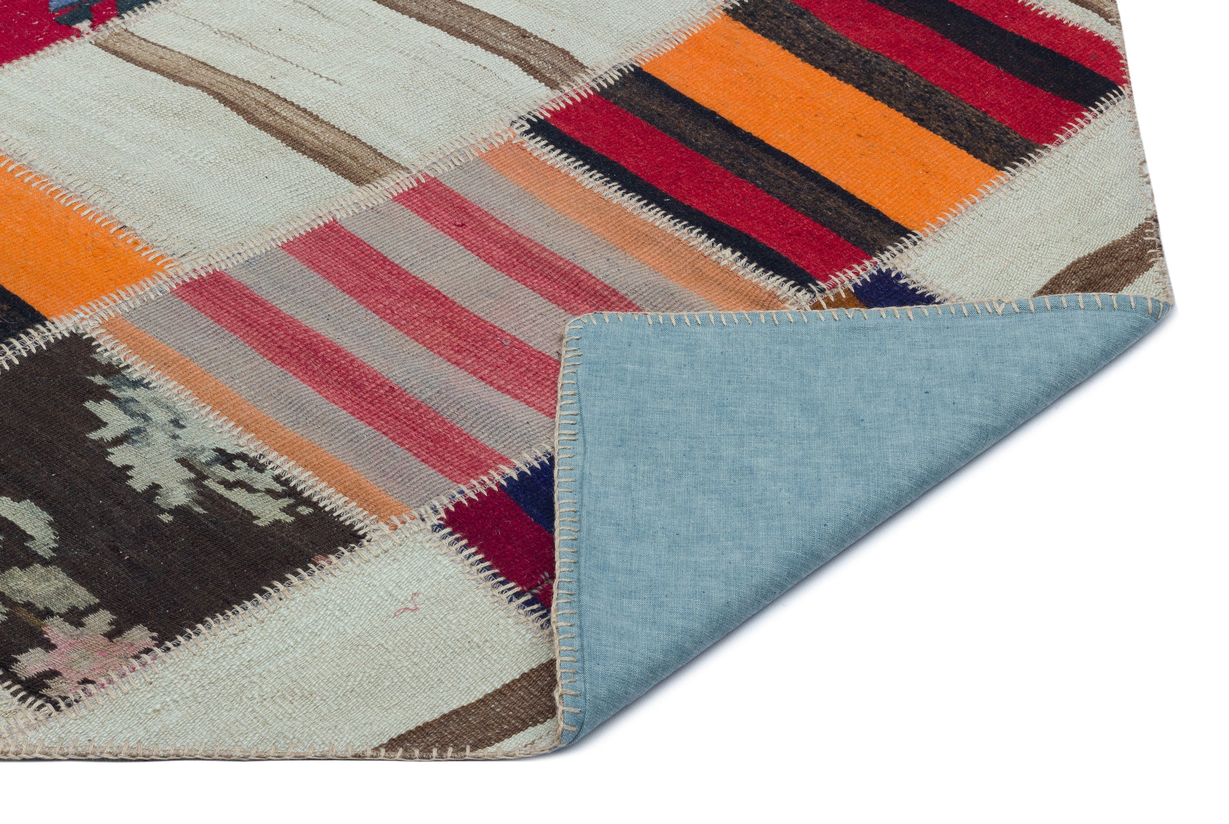 Naturel Over Dyed Kilim Patchwork Unique Rug 5'1'' x 7'10'' ft 154 x 240 cm