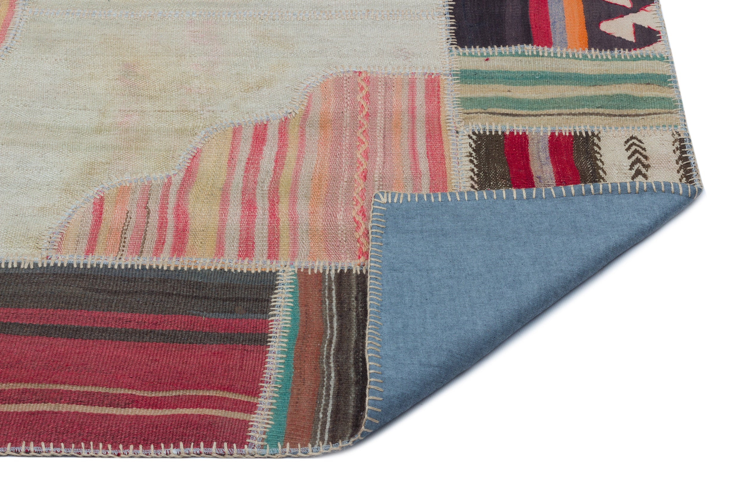 Naturel Over Dyed Kilim Patchwork Unique Rug 5'3'' x 7'5'' ft 160 x 226 cm