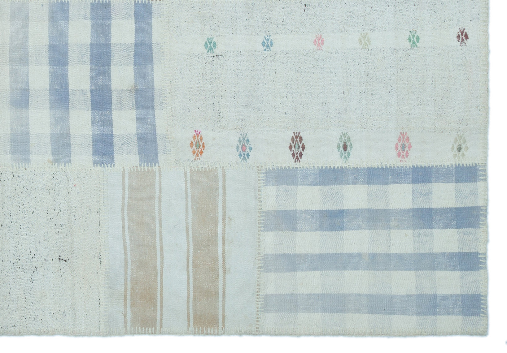 Striped Over Dyed Kilim Patchwork Unique Rug 5'2'' x 7'5'' ft 157 x 226 cm
