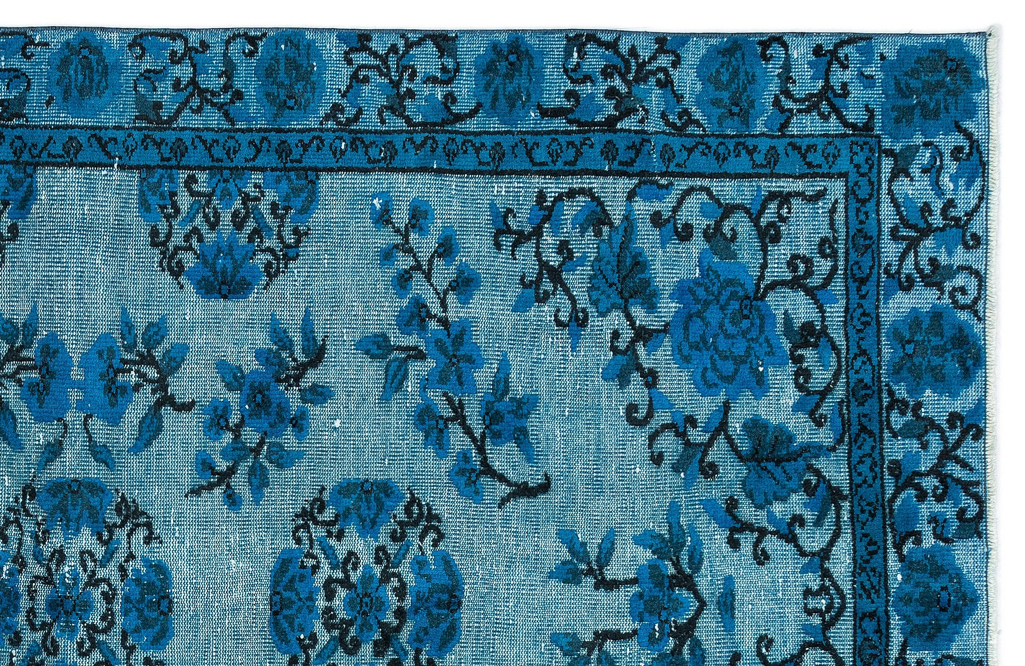 Turquoise Over Dyed Carved Rug 5'5'' x 8'10'' ft 164 x 268 cm