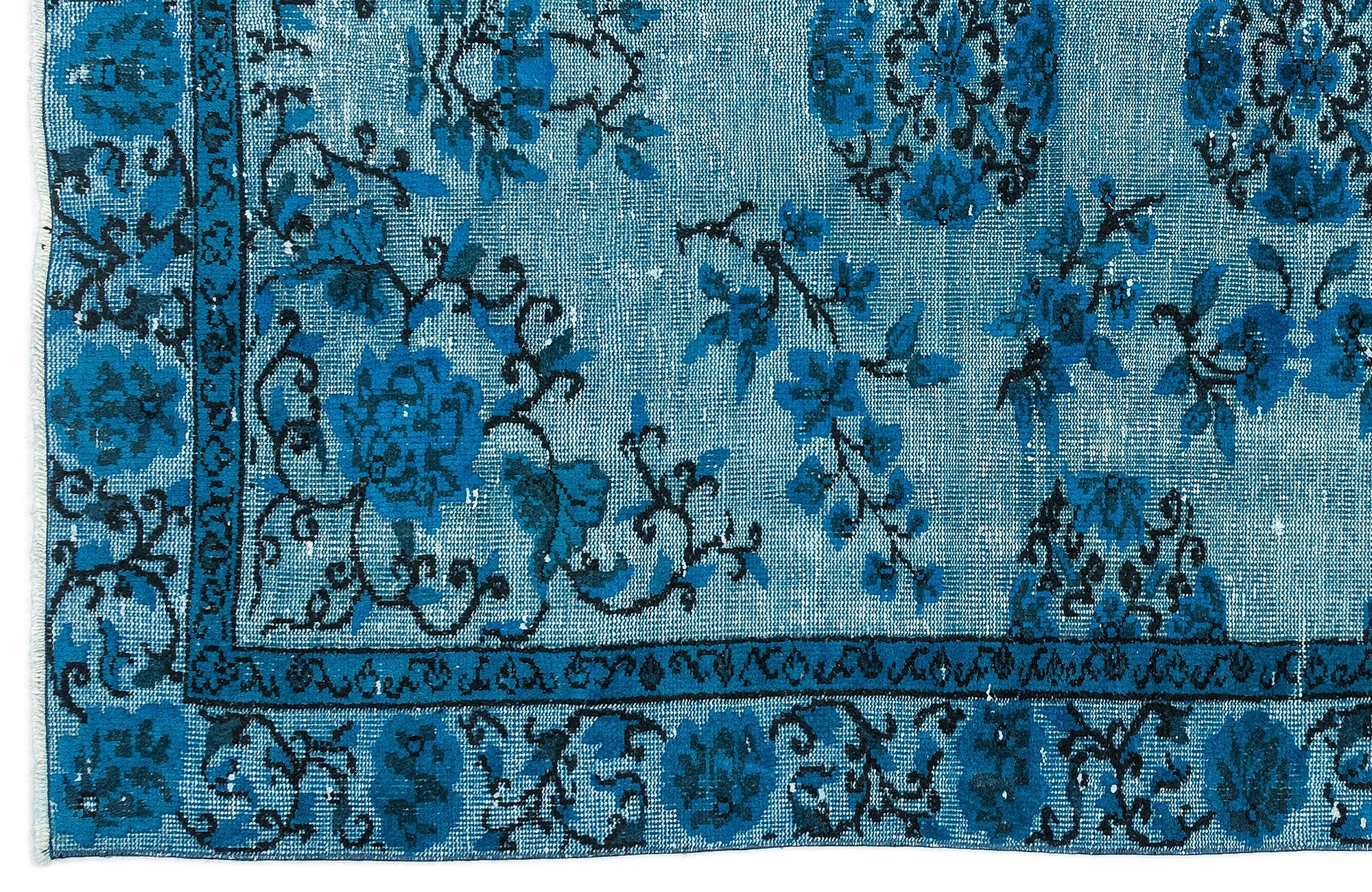 Turquoise Over Dyed Carved Rug 5'5'' x 8'10'' ft 164 x 268 cm