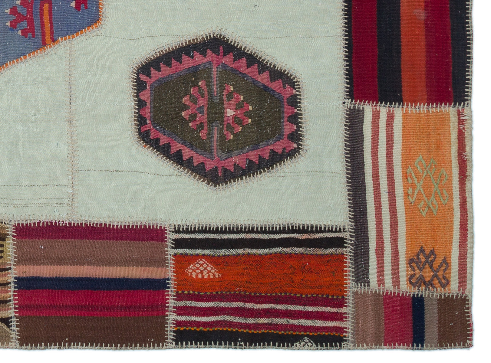Naturel Over Dyed Kilim Patchwork Unique Rug 5'5'' x 7'5'' ft 165 x 225 cm