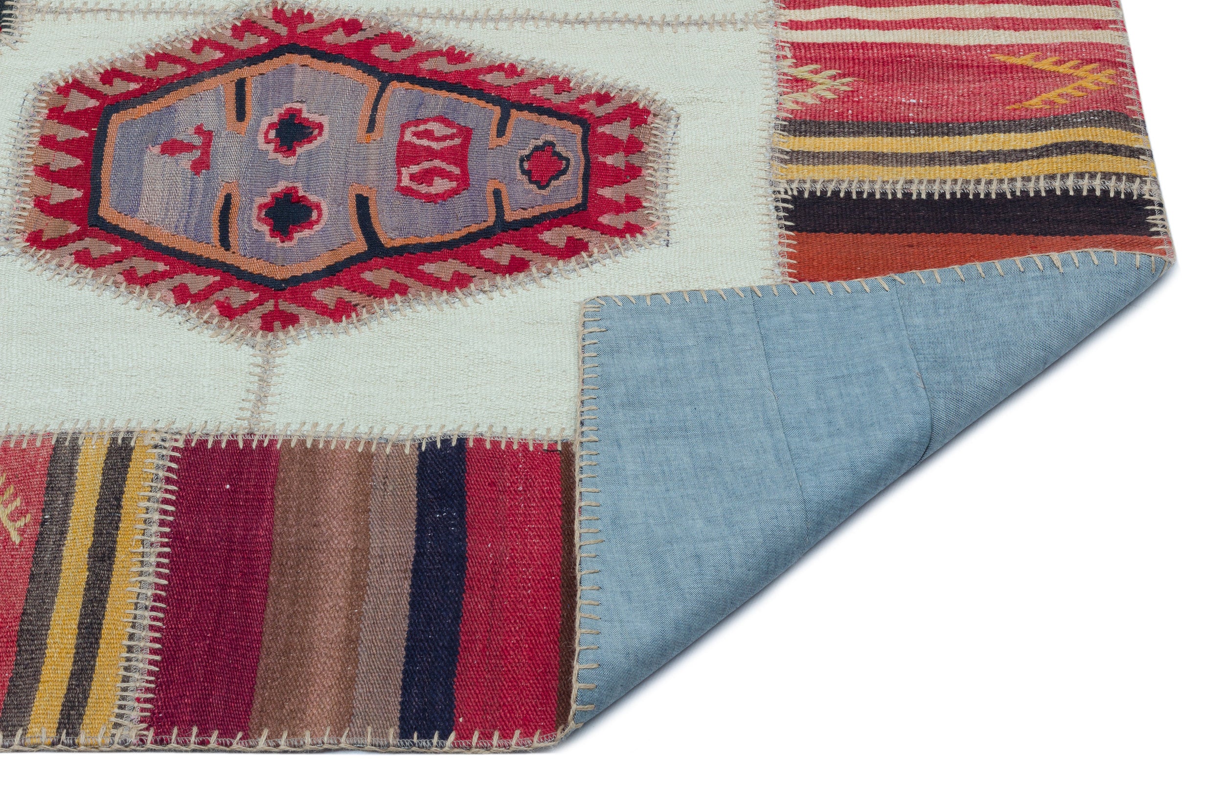 Naturel Over Dyed Kilim Patchwork Unique Rug 5'2'' x 7'8'' ft 158 x 233 cm