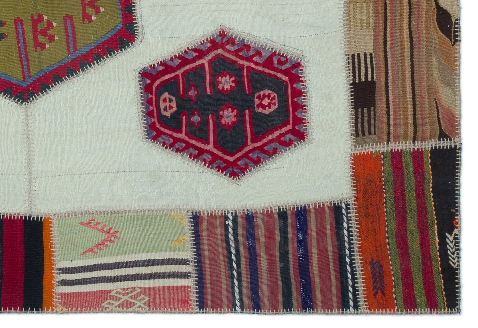 Naturel Over Dyed Kilim Patchwork Unique Rug 5'2'' x 7'8'' ft 158 x 233 cm