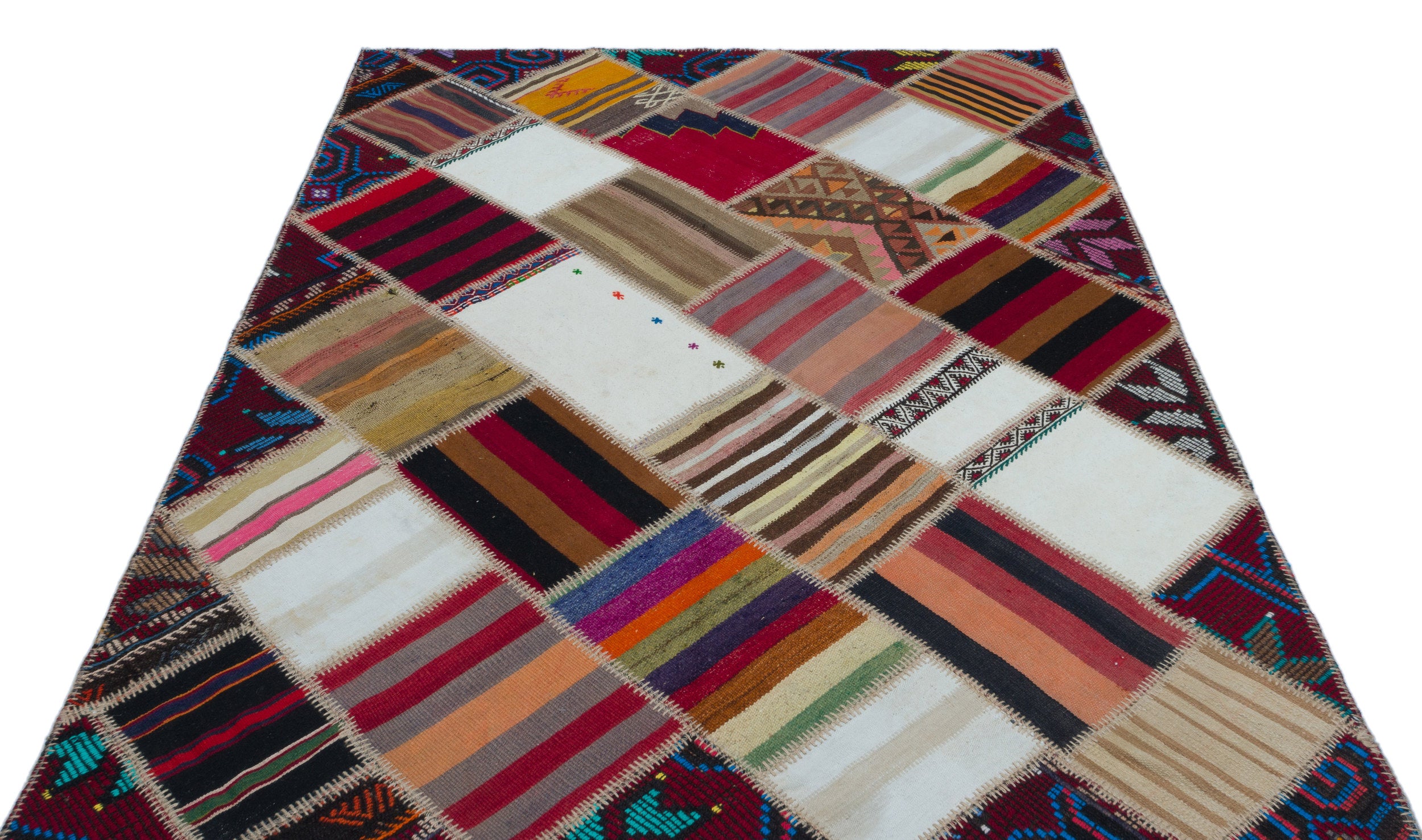 Naturel Over Dyed Kilim Patchwork Unique Rug 5'3'' x 7'5'' ft 160 x 226 cm