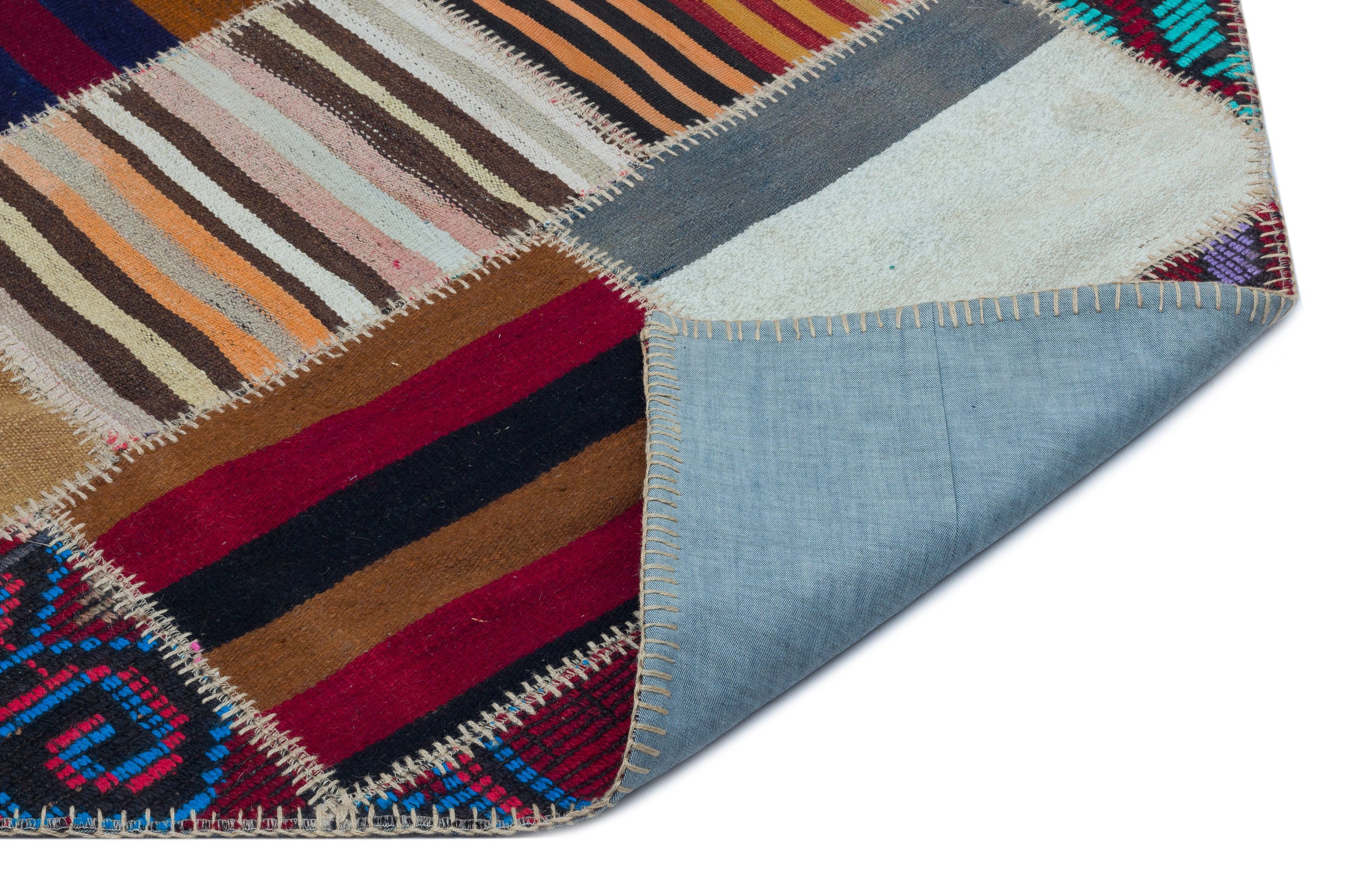 Naturel Over Dyed Kilim Patchwork Unique Rug 5'2'' x 7'9'' ft 157 x 237 cm
