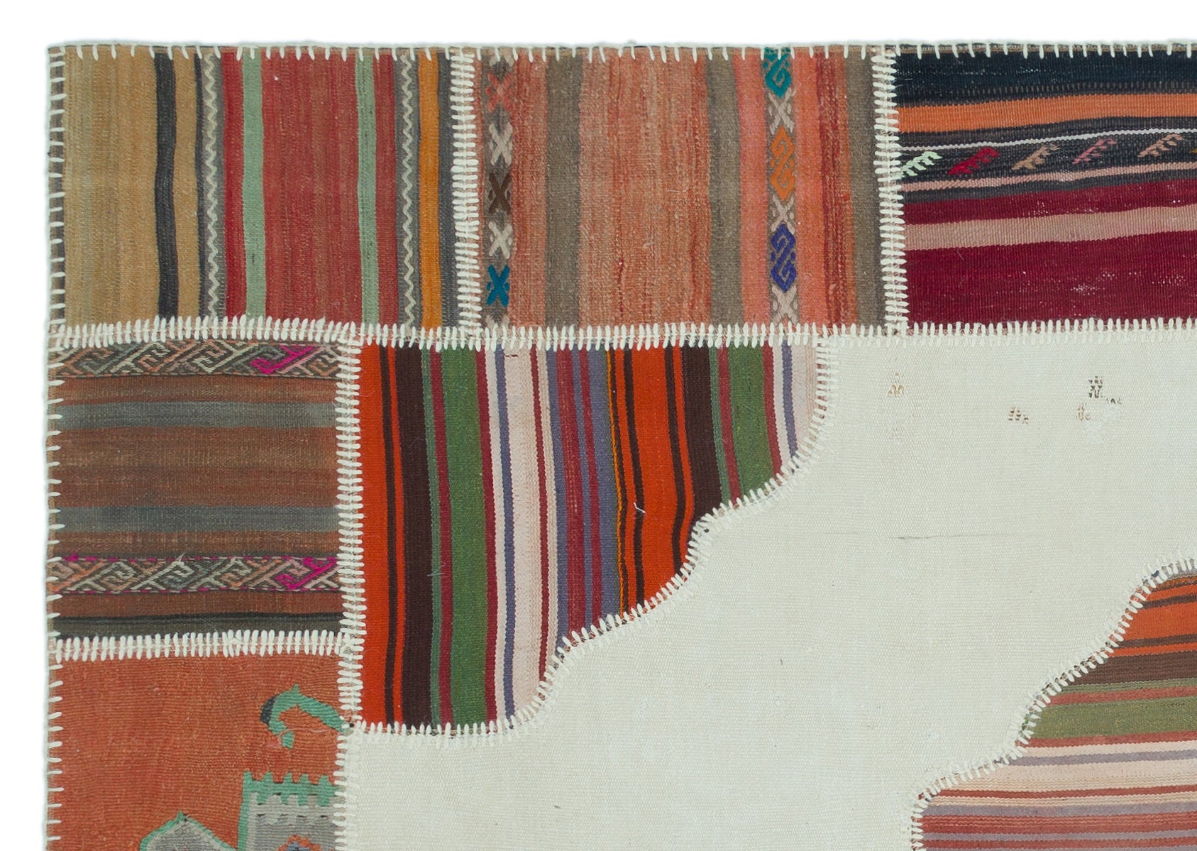 Naturel Over Dyed Kilim Patchwork Unique Rug 5'4'' x 7'7'' ft 162 x 232 cm