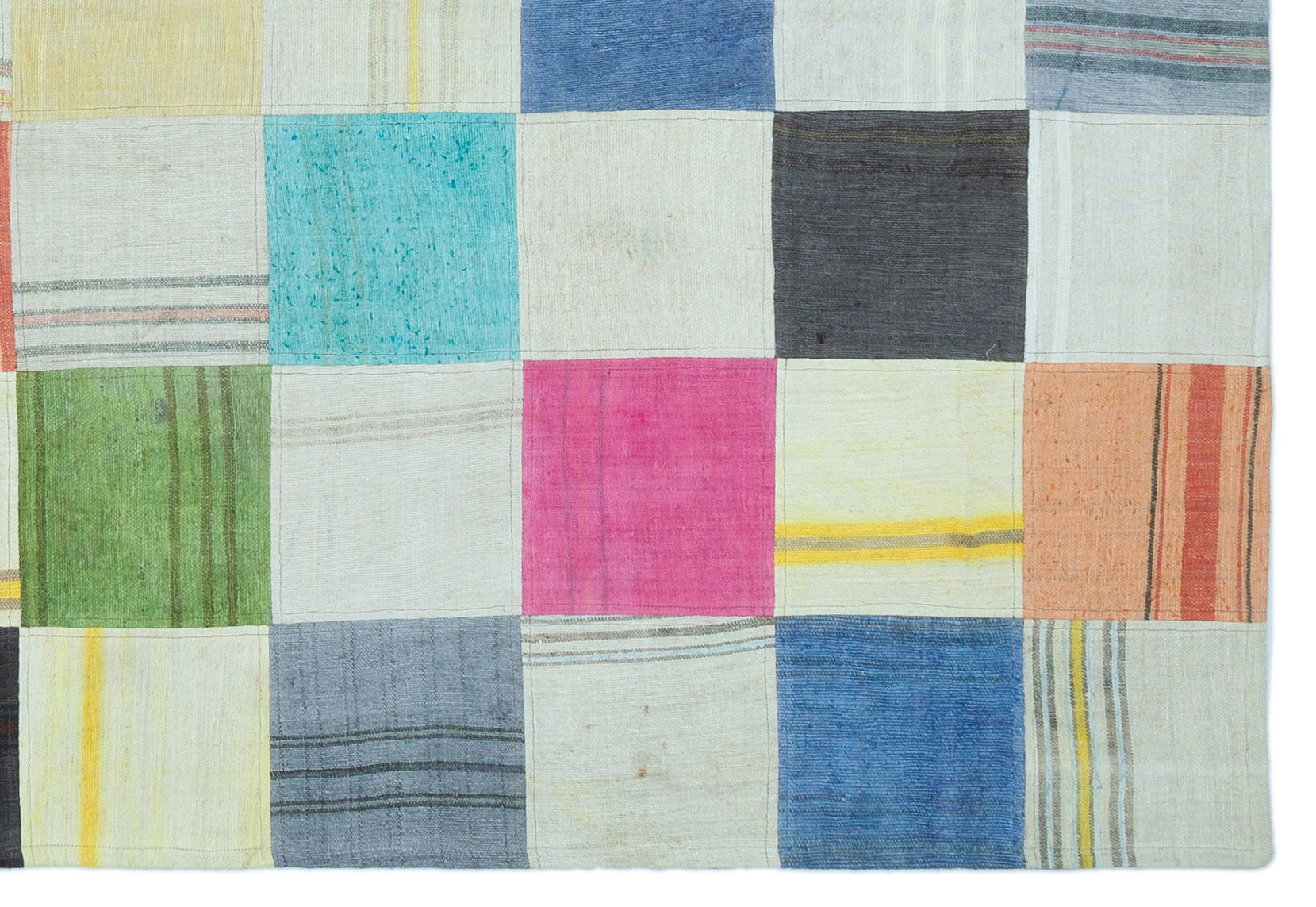 Mixed Over Dyed Kilim Patchwork Unique Rug 5'1'' x 7'7'' ft 156 x 230 cm