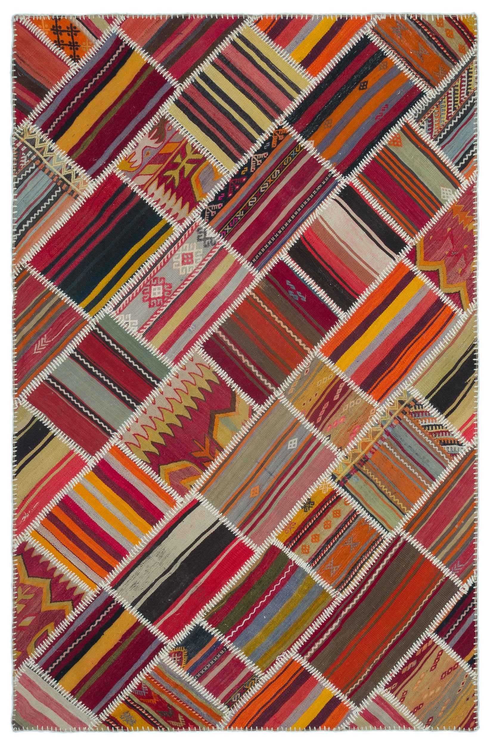 Naturel Over Dyed Kilim Patchwork Unique Rug 5'2'' x 7'9'' ft 157 x 236 cm