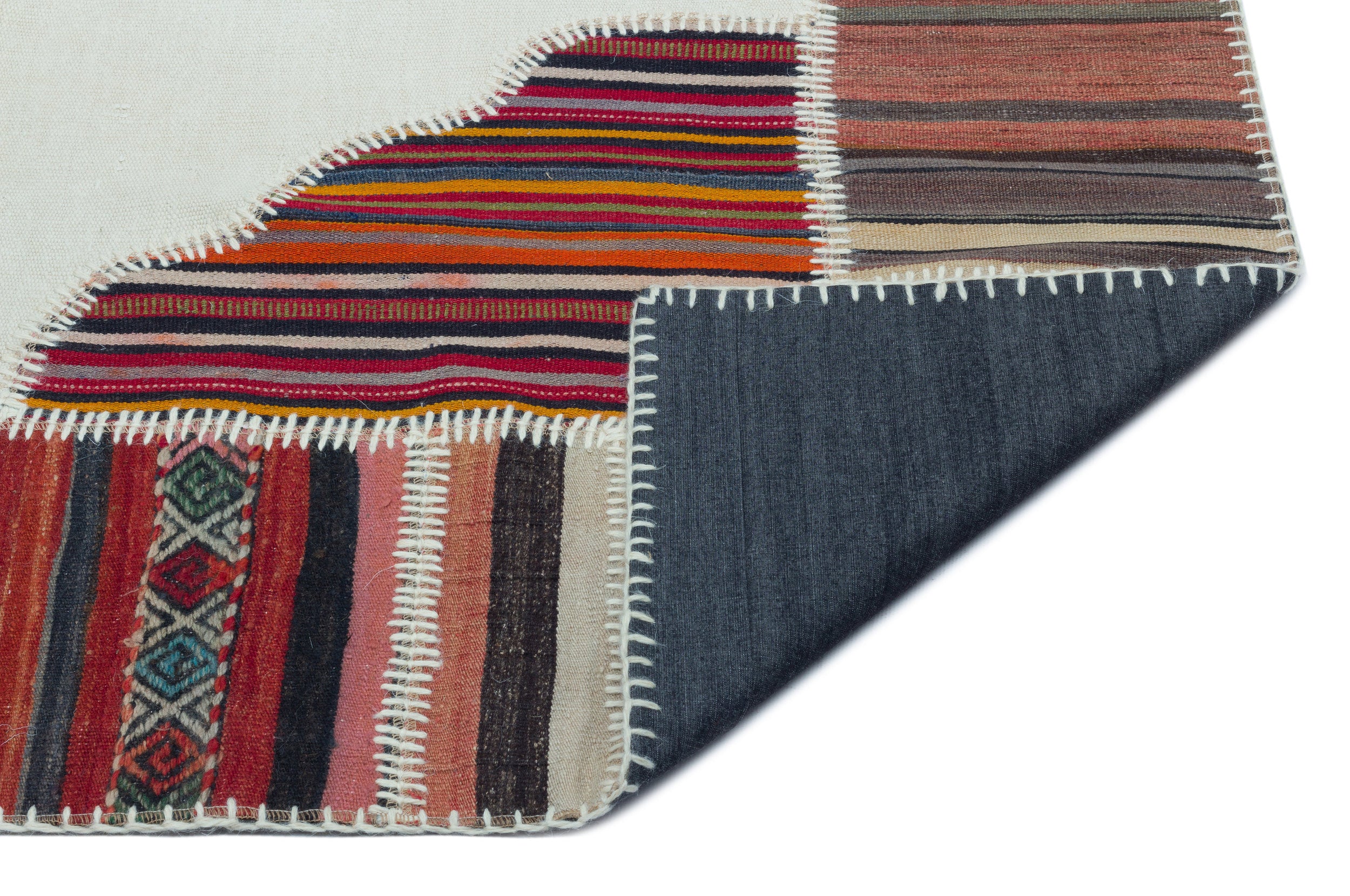 Naturel Over Dyed Kilim Patchwork Unique Rug 5'3'' x 7'6'' ft 159 x 228 cm