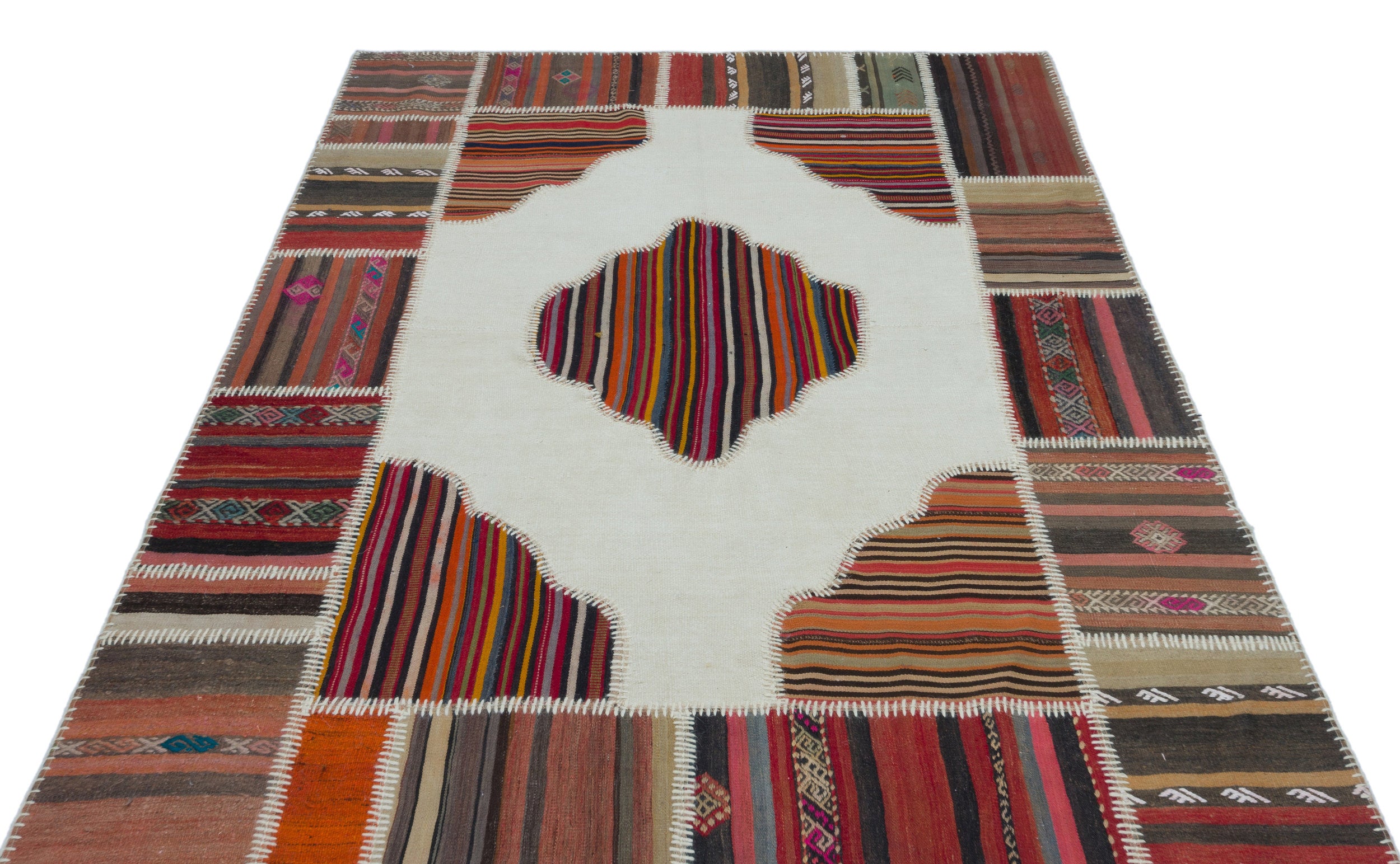 Naturel Over Dyed Kilim Patchwork Unique Rug 5'3'' x 7'6'' ft 159 x 228 cm