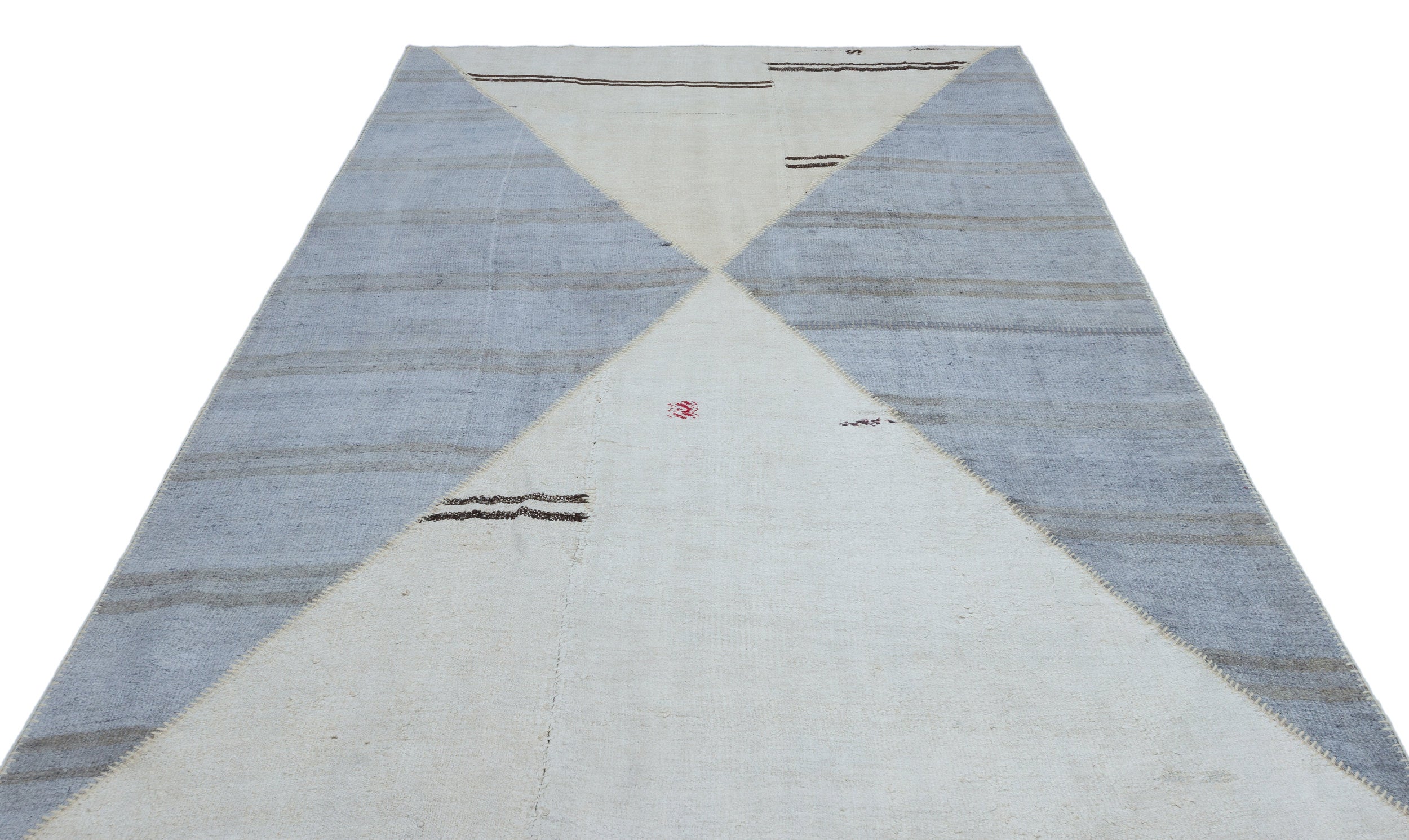 Mixed Over Dyed Kilim Patchwork Unique Rug 6'7'' x 9'11'' ft 200 x 303 cm