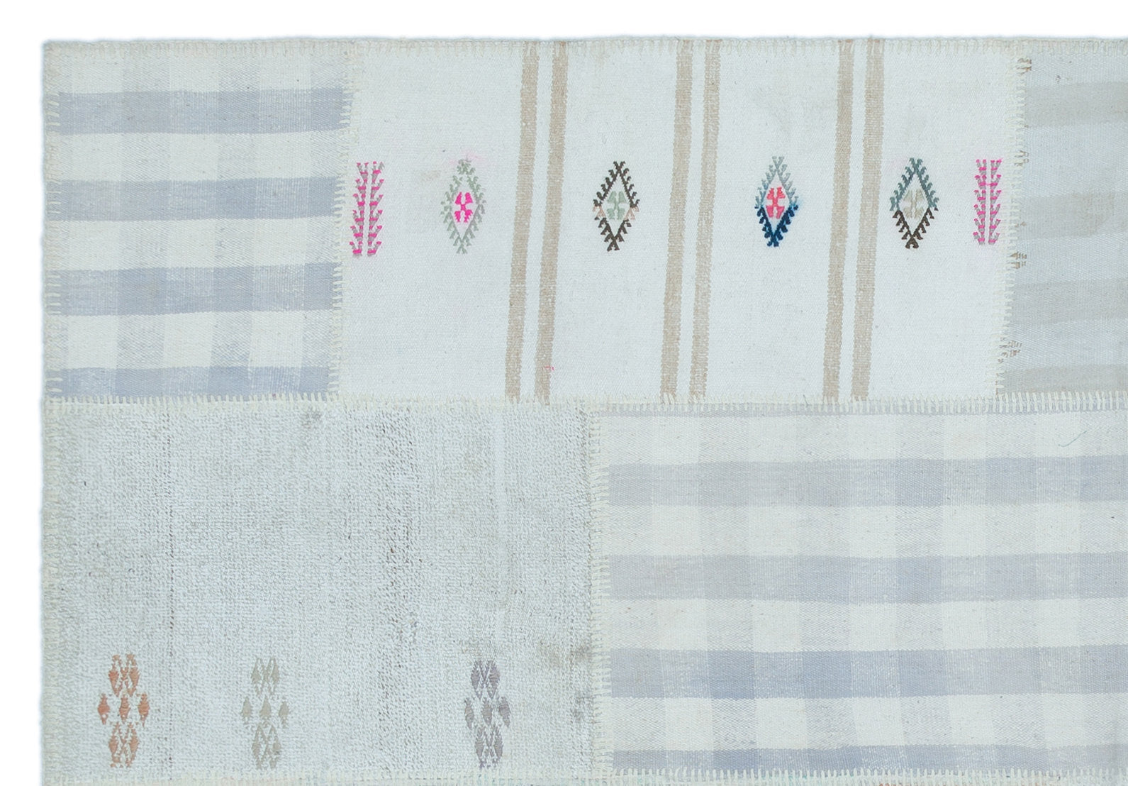 Striped Over Dyed Kilim Patchwork Unique Rug 5'1'' x 7'5'' ft 155 x 225 cm