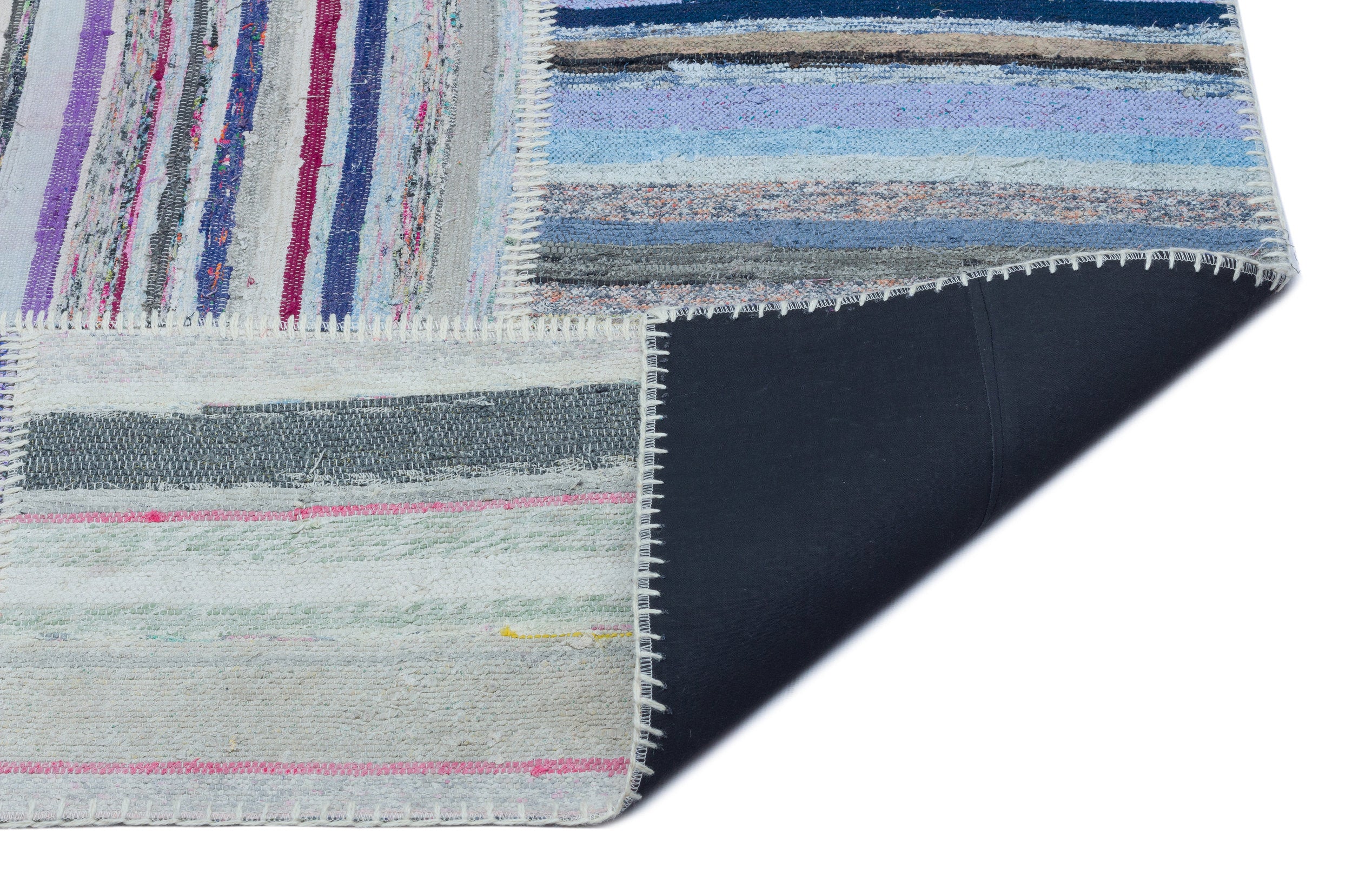 Striped Over Dyed Kilim Patchwork Unique Rug 5'3'' x 7'5'' ft 160 x 227 cm