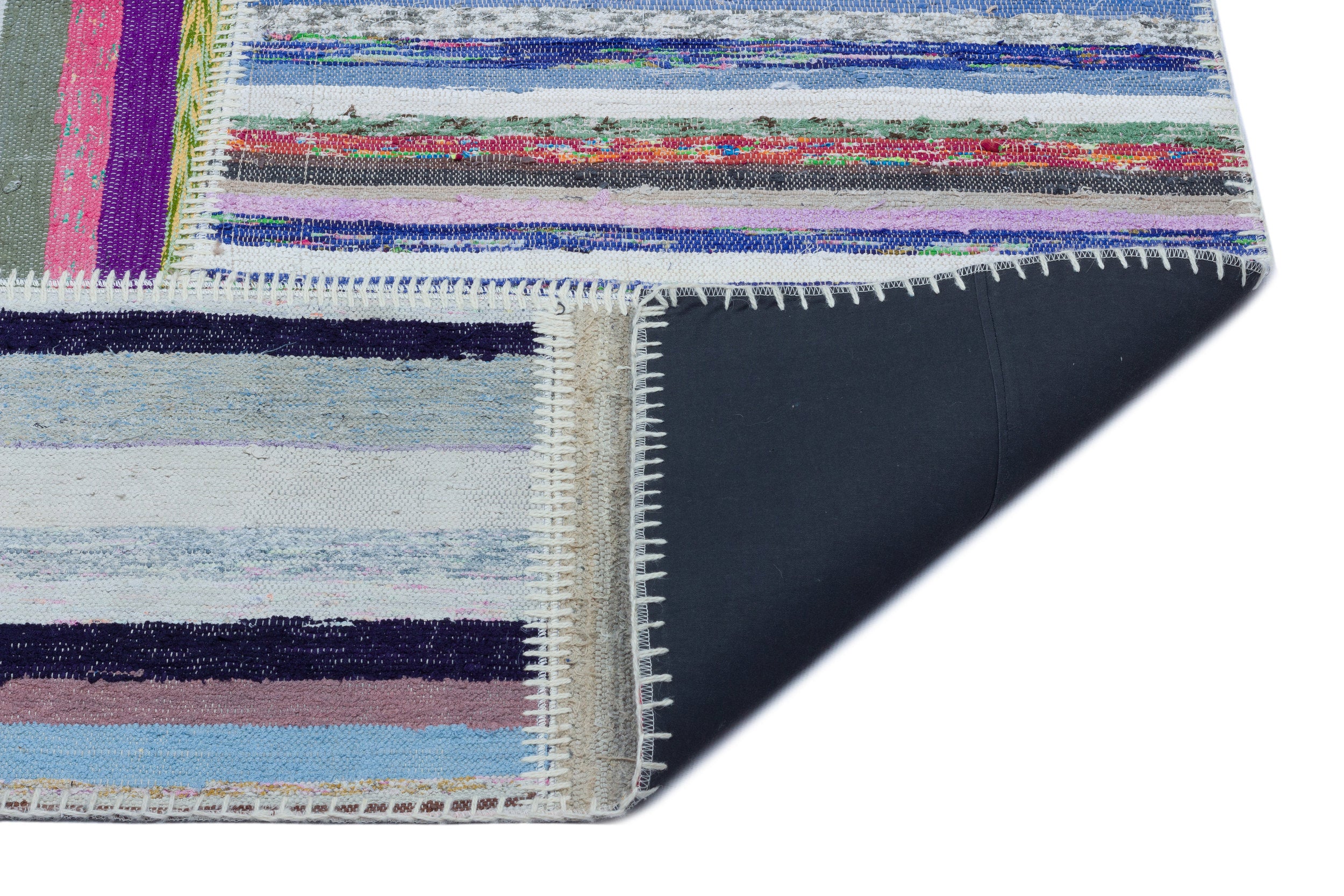 Striped Over Dyed Kilim Patchwork Unique Rug 5'3'' x 7'4'' ft 160 x 224 cm