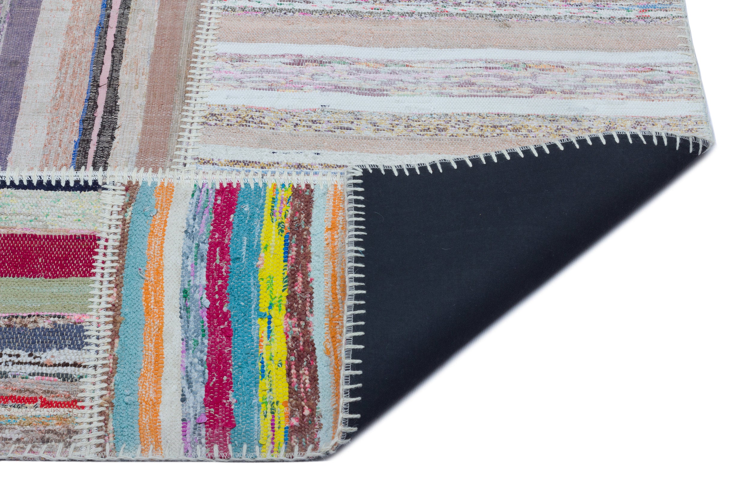 Striped Over Dyed Kilim Patchwork Unique Rug 5'3'' x 7'5'' ft 160 x 225 cm