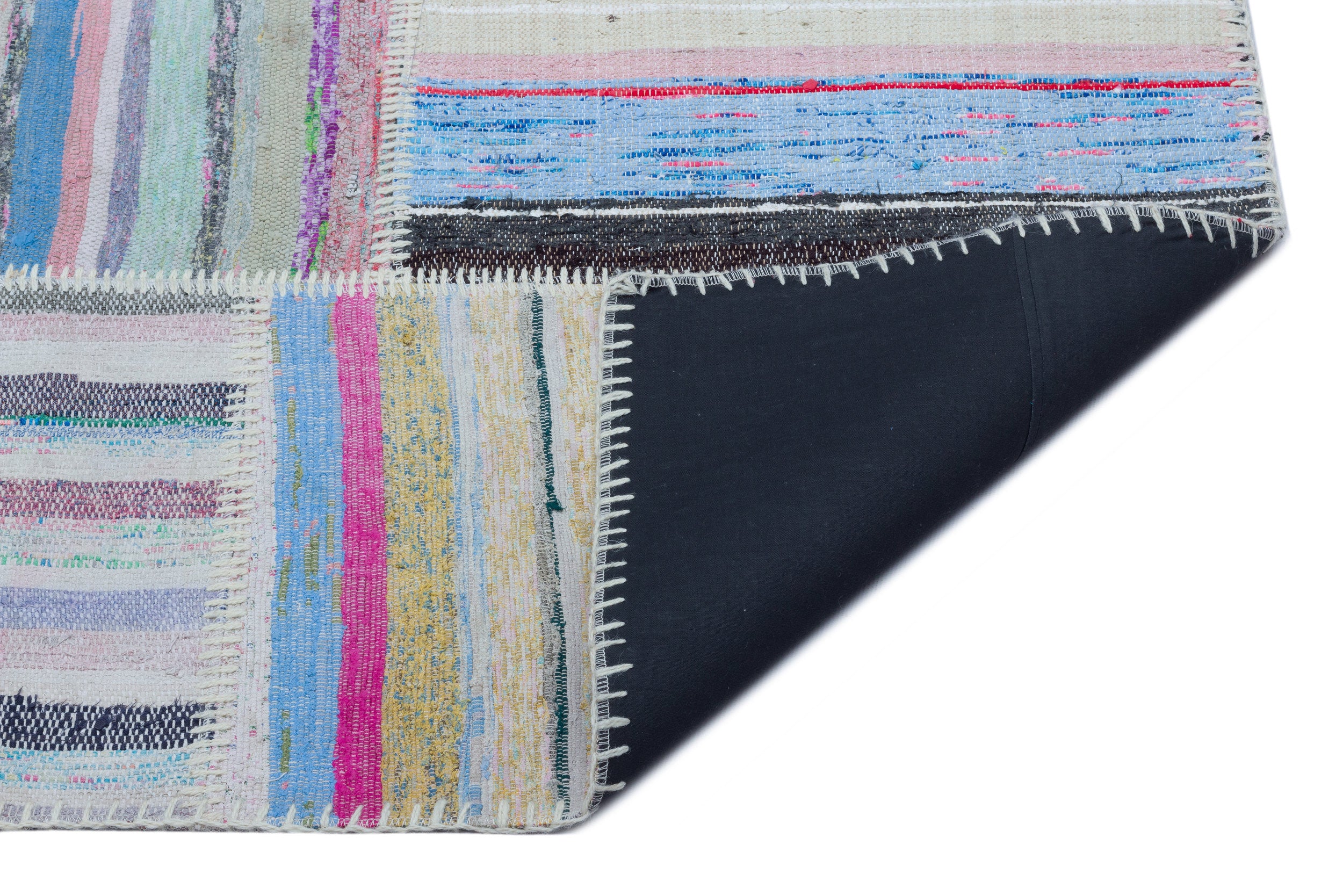Striped Over Dyed Kilim Patchwork Unique Rug 5'3'' x 7'6'' ft 160 x 228 cm