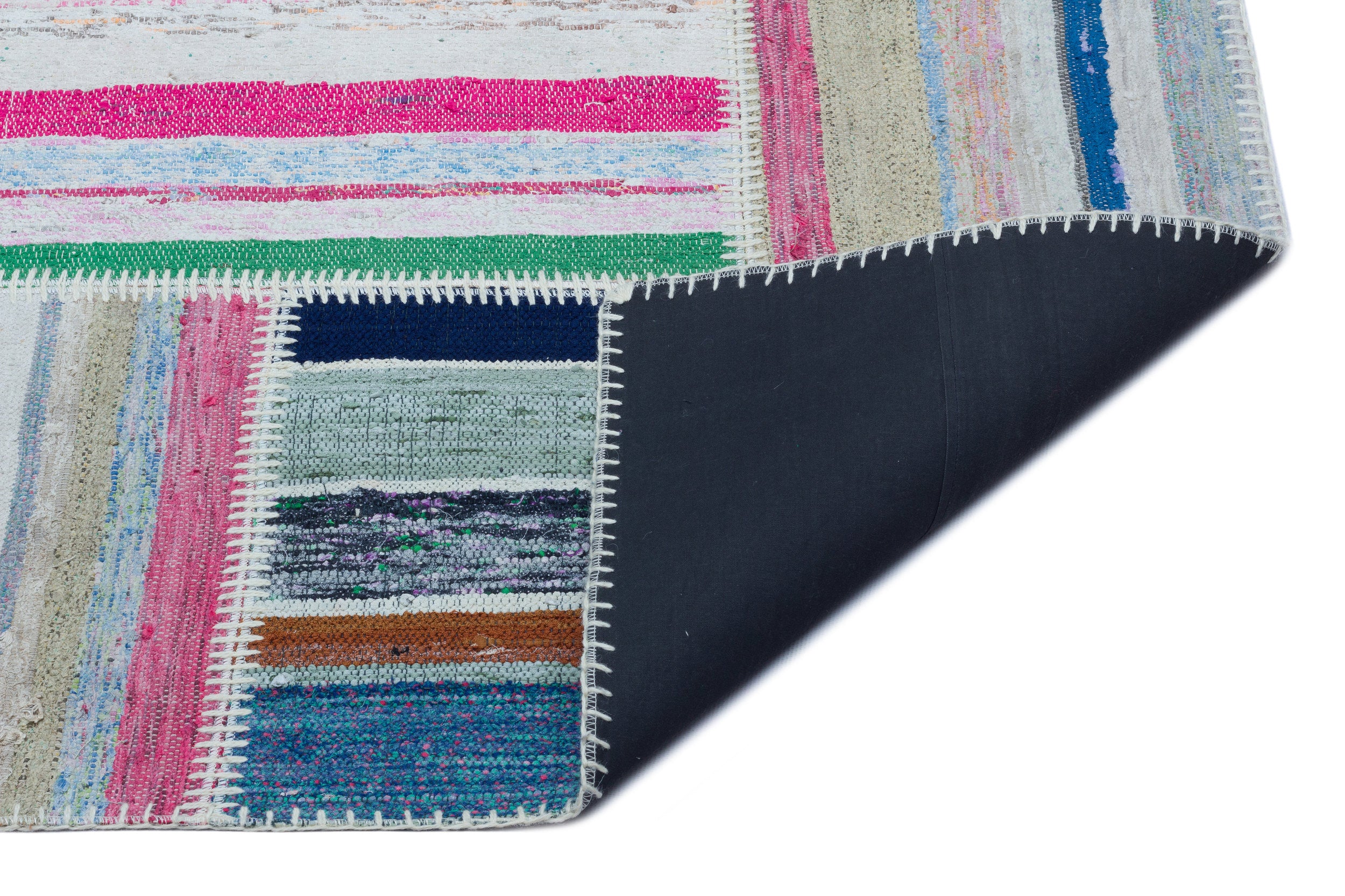 Striped Over Dyed Kilim Patchwork Unique Rug 5'3'' x 7'5'' ft 160 x 225 cm