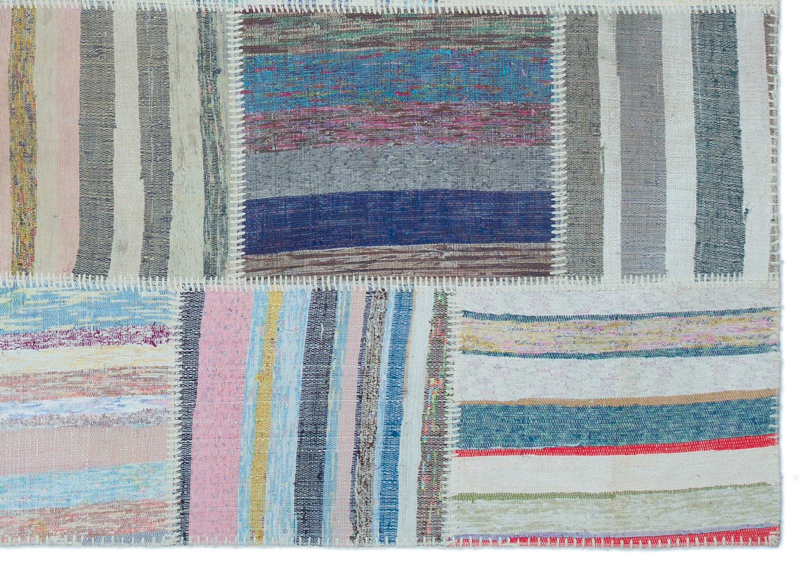 Striped Over Dyed Kilim Patchwork Unique Rug 5'3'' x 7'7'' ft 160 x 230 cm