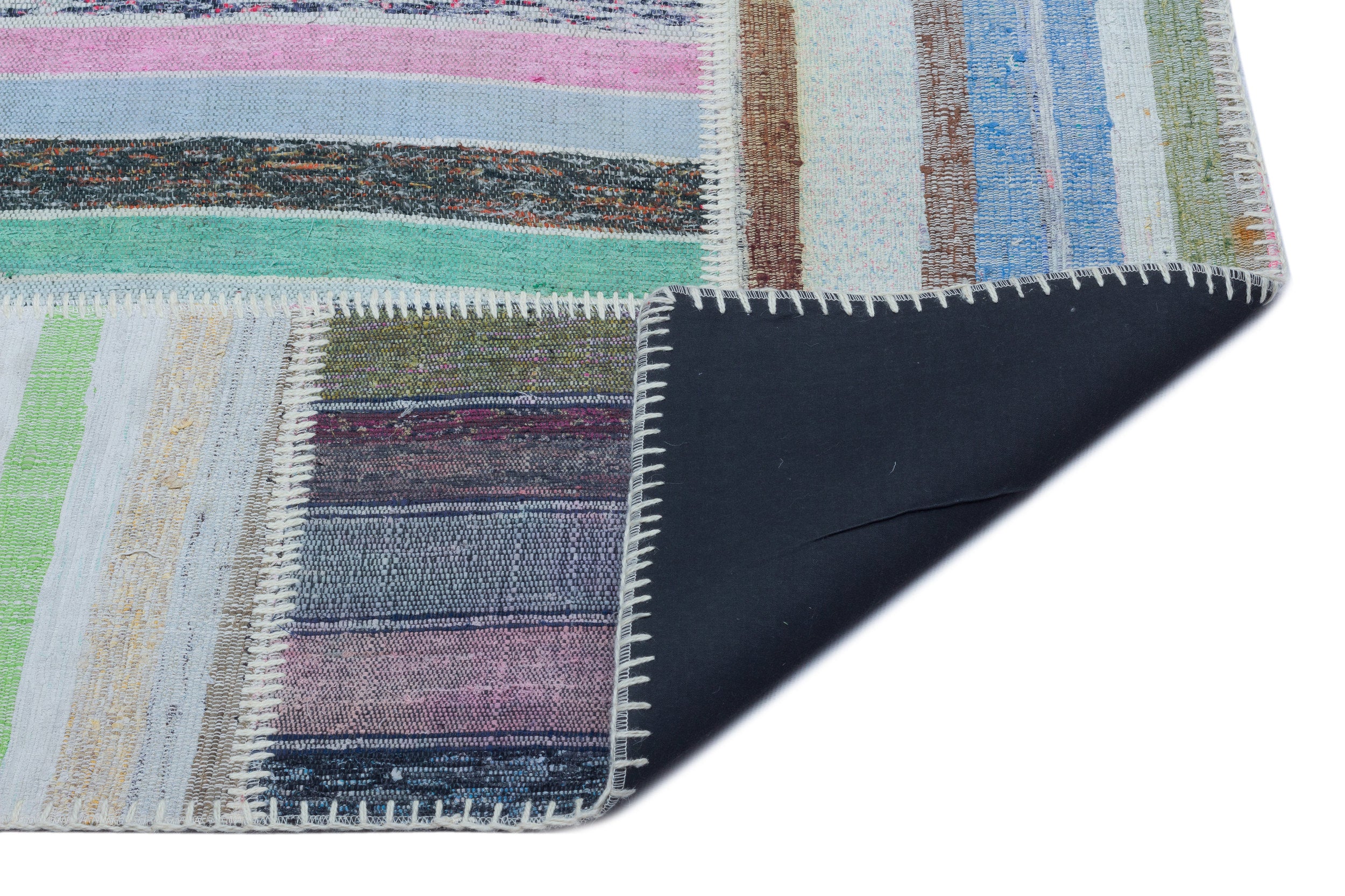 Striped Over Dyed Kilim Patchwork Unique Rug 5'3'' x 7'6'' ft 160 x 228 cm