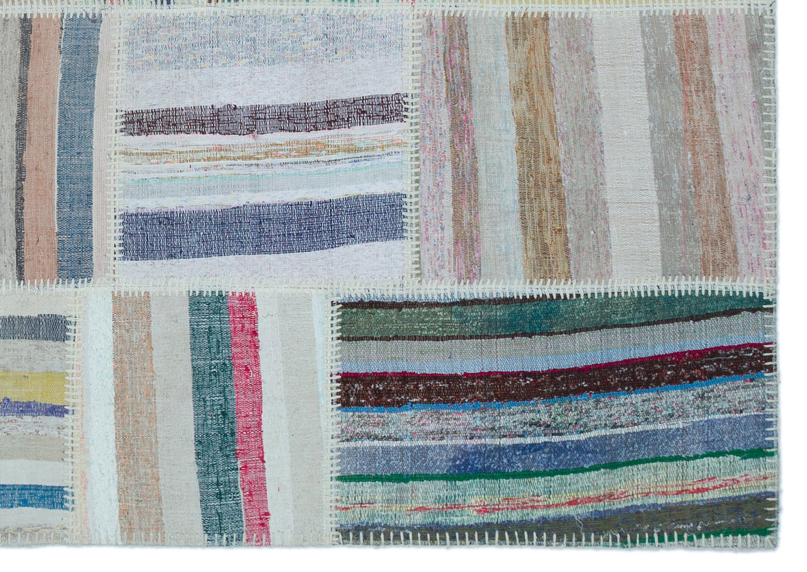 Striped Over Dyed Kilim Patchwork Unique Rug 5'3'' x 7'6'' ft 160 x 228 cm