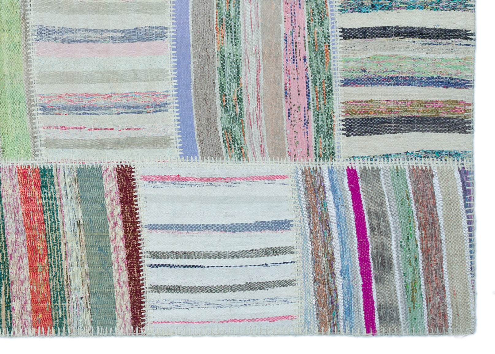 Striped Over Dyed Kilim Patchwork Unique Rug 5'3'' x 7'5'' ft 160 x 225 cm