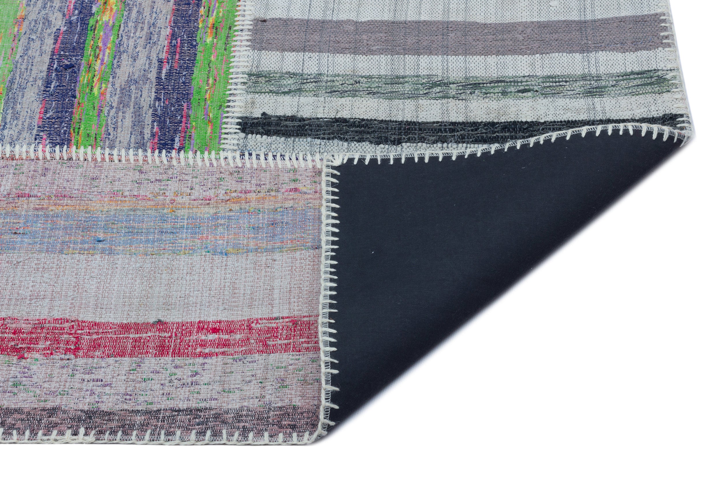 Striped Over Dyed Kilim Patchwork Unique Rug 5'3'' x 7'5'' ft 160 x 225 cm