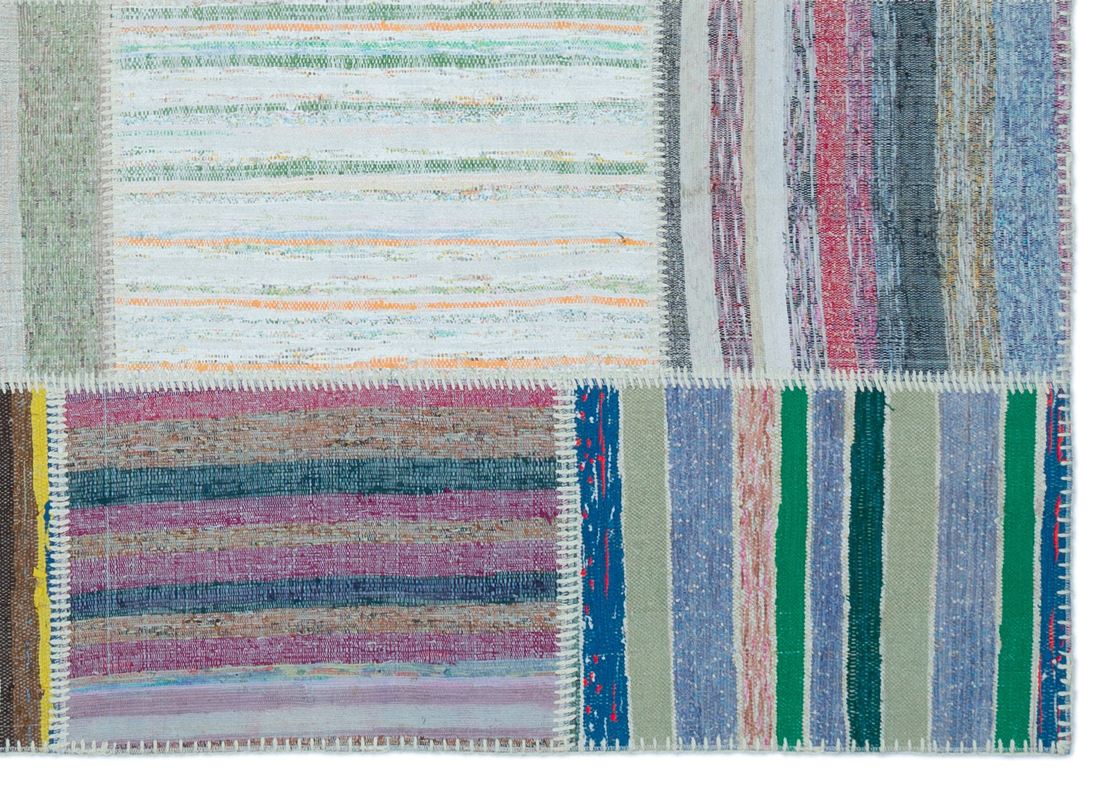 Striped Over Dyed Kilim Patchwork Unique Rug 5'3'' x 7'5'' ft 160 x 225 cm
