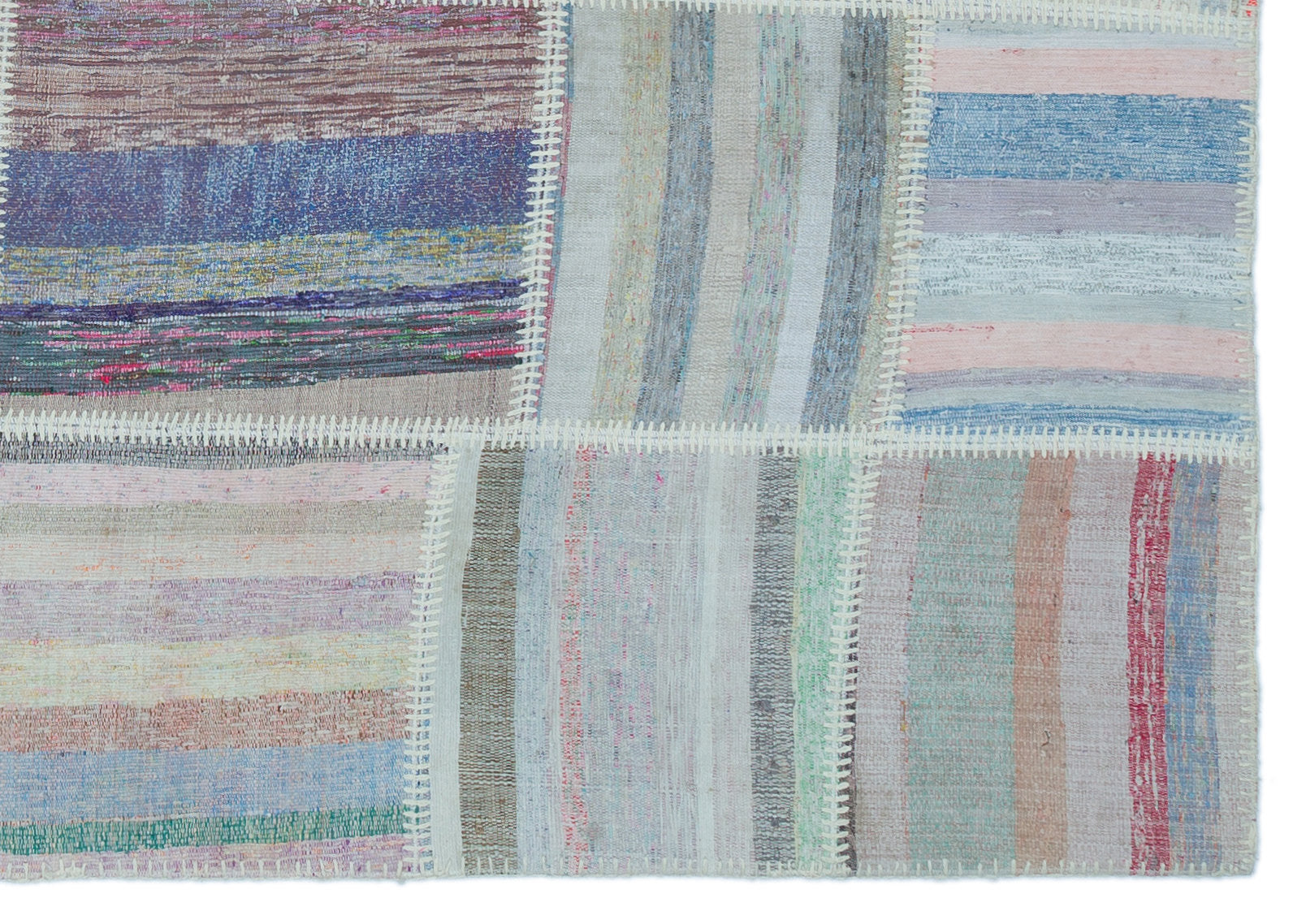 Striped Over Dyed Kilim Patchwork Unique Rug 5'3'' x 7'5'' ft 160 x 226 cm
