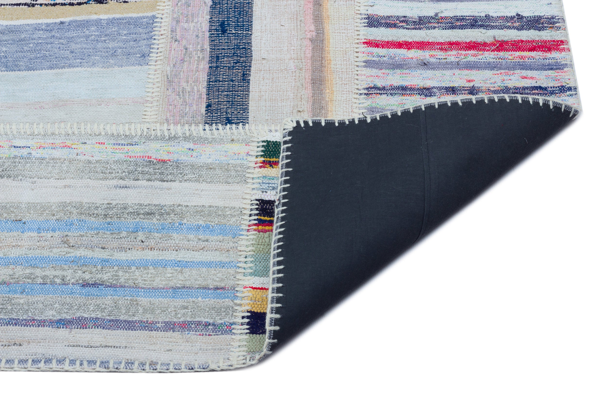 Striped Over Dyed Kilim Patchwork Unique Rug 5'3'' x 7'5'' ft 160 x 225 cm