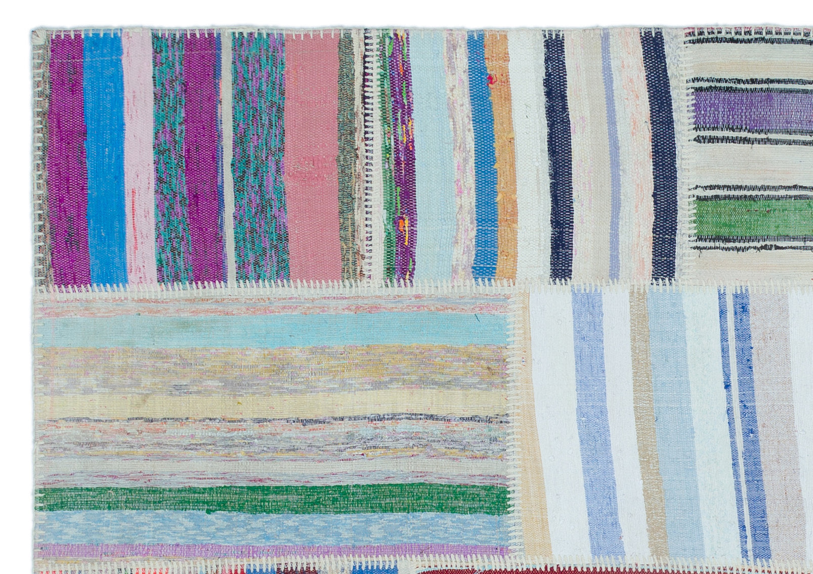 Striped Over Dyed Kilim Patchwork Unique Rug 5'3'' x 7'5'' ft 160 x 225 cm