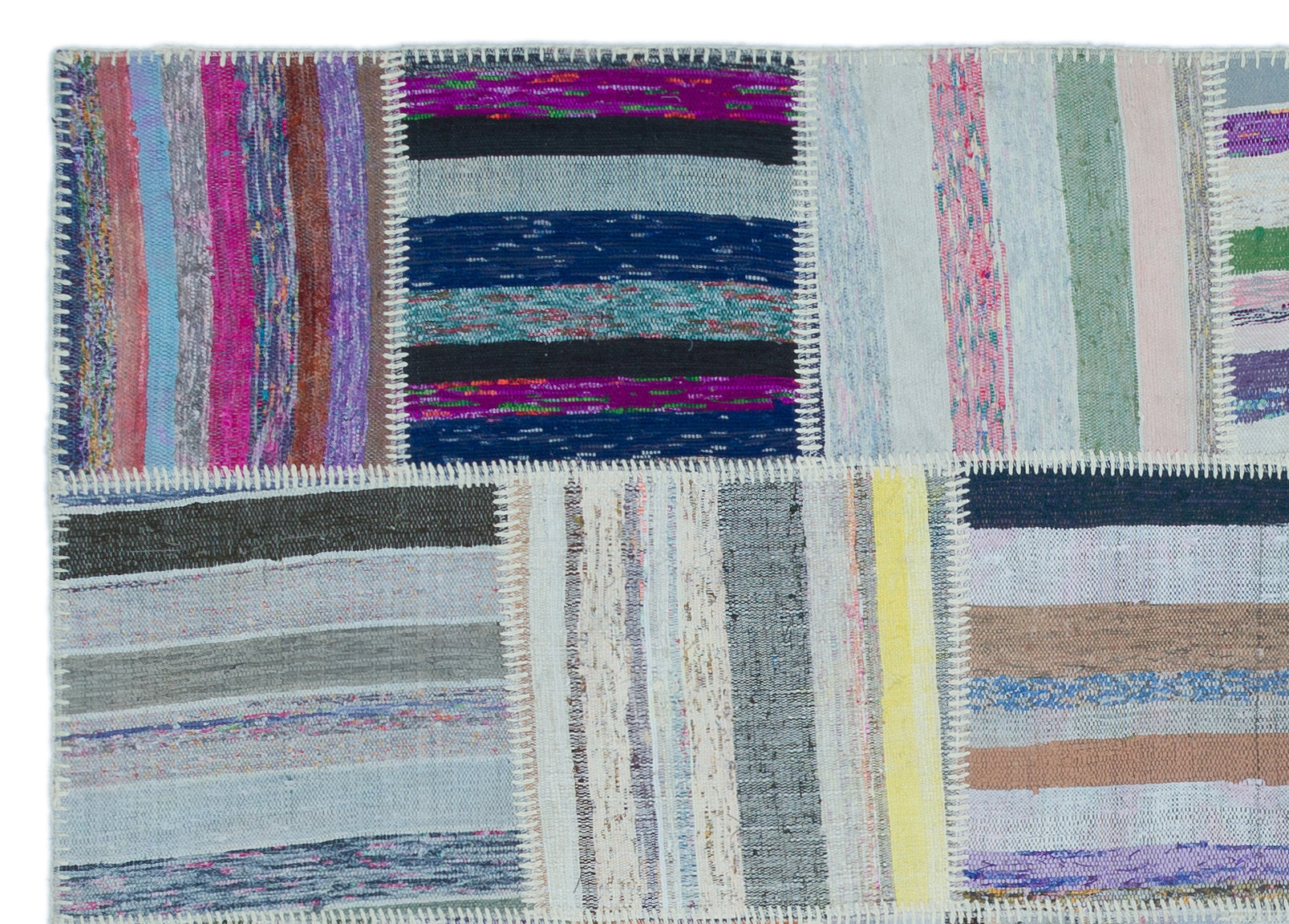 Striped Over Dyed Kilim Patchwork Unique Rug 5'3'' x 7'4'' ft 160 x 224 cm
