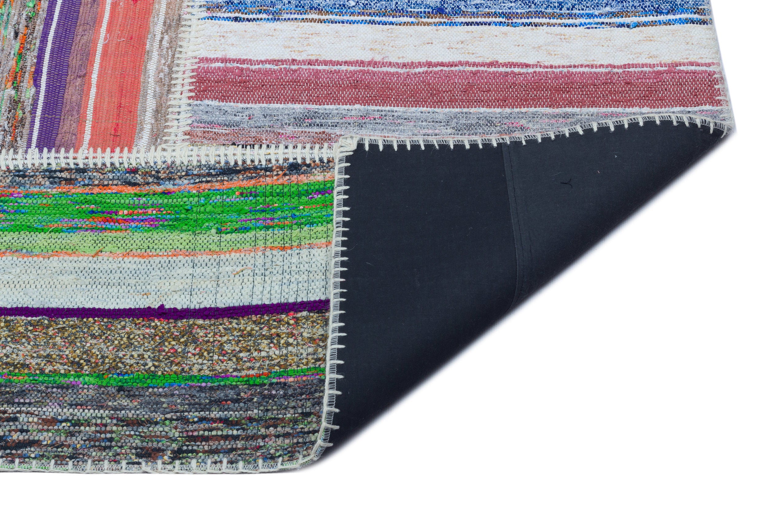 Striped Over Dyed Kilim Patchwork Unique Rug 5'1'' x 7'6'' ft 154 x 228 cm