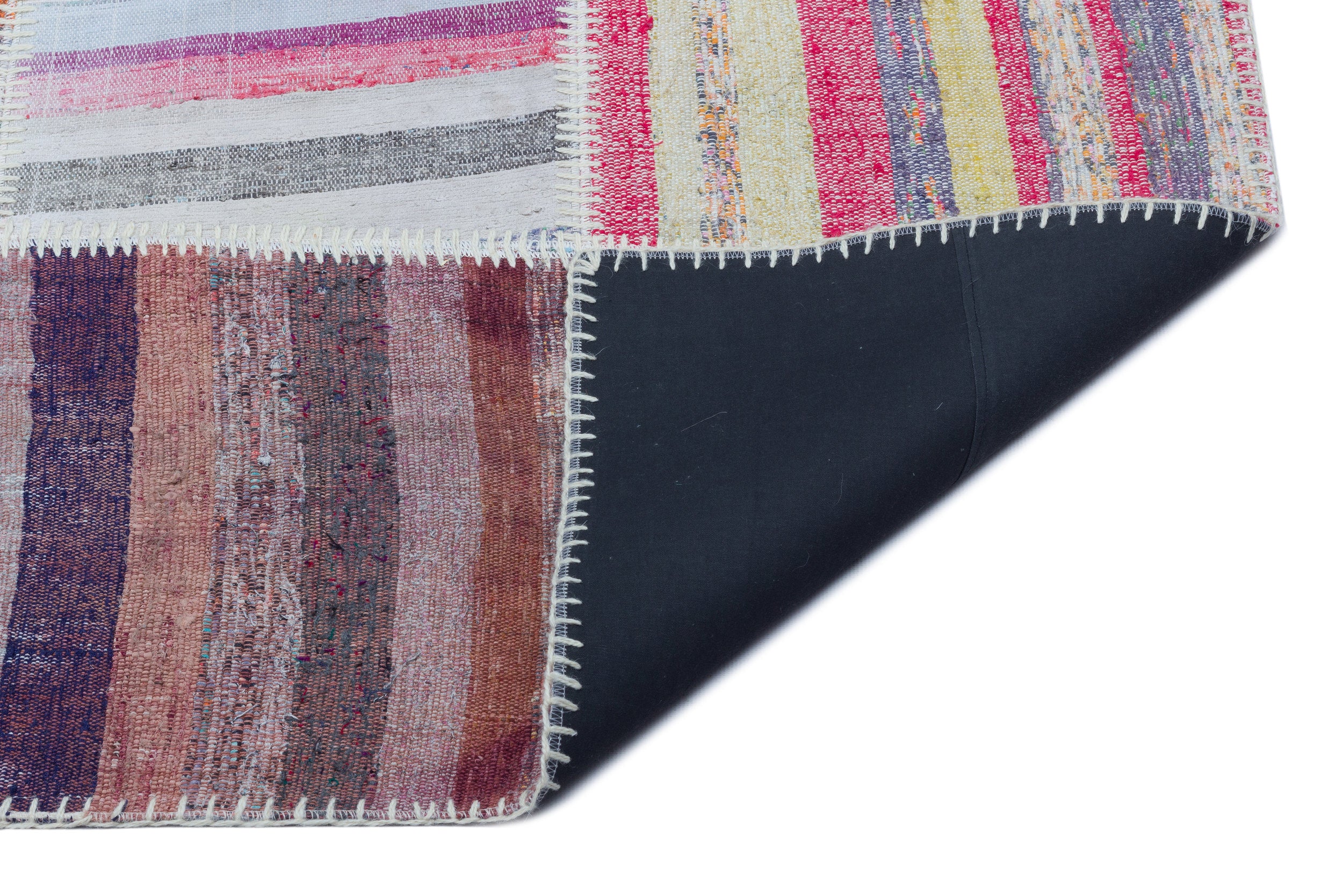 Striped Over Dyed Kilim Patchwork Unique Rug 5'3'' x 7'5'' ft 160 x 225 cm