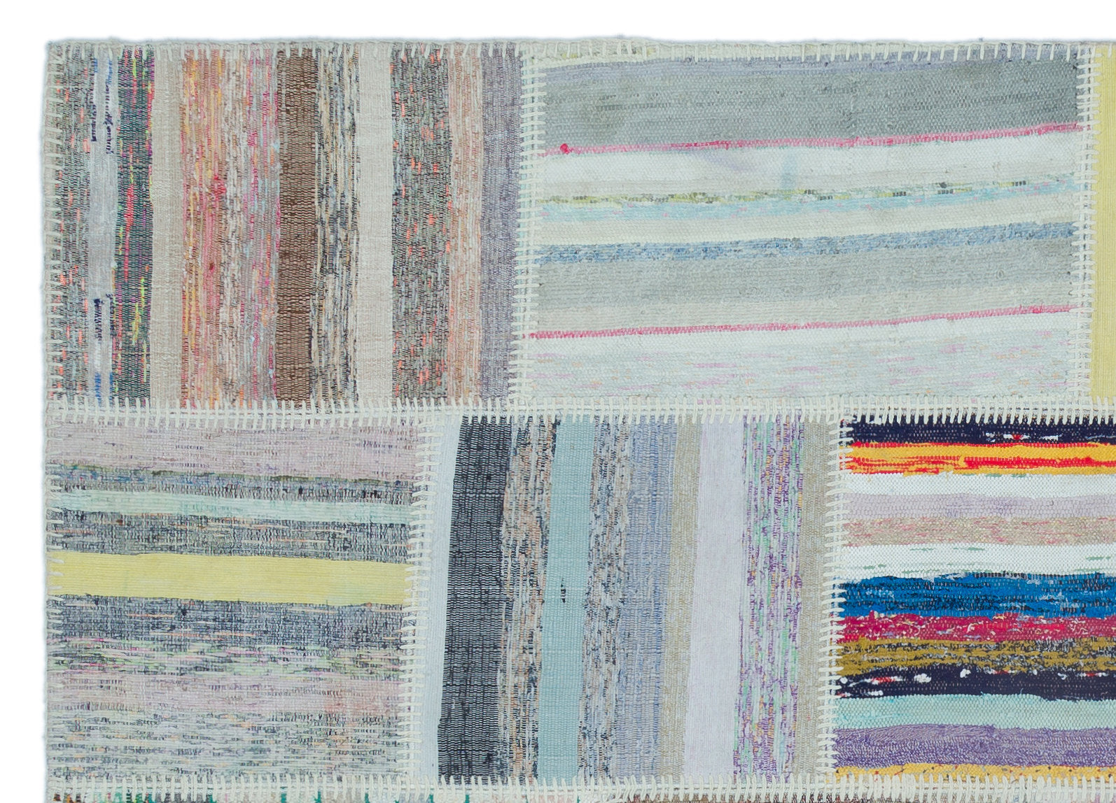Striped Over Dyed Kilim Patchwork Unique Rug 5'3'' x 7'4'' ft 160 x 224 cm