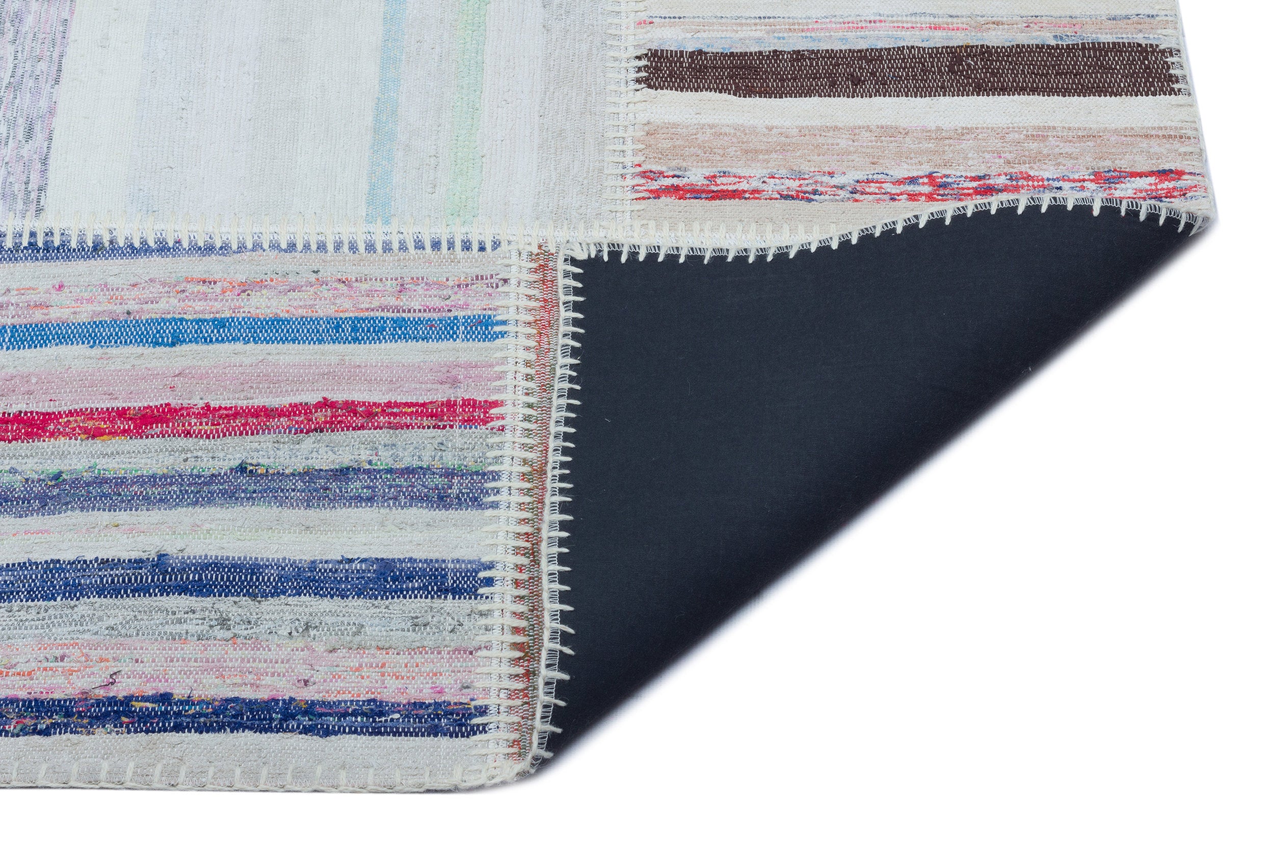 Striped Over Dyed Kilim Patchwork Unique Rug 5'3'' x 7'3'' ft 160 x 222 cm