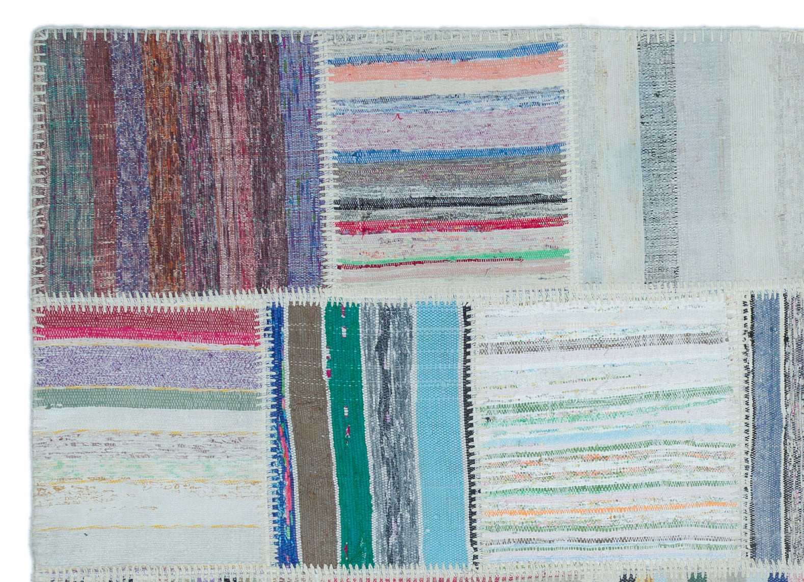 Striped Over Dyed Kilim Patchwork Unique Rug 5'3'' x 7'3'' ft 160 x 222 cm