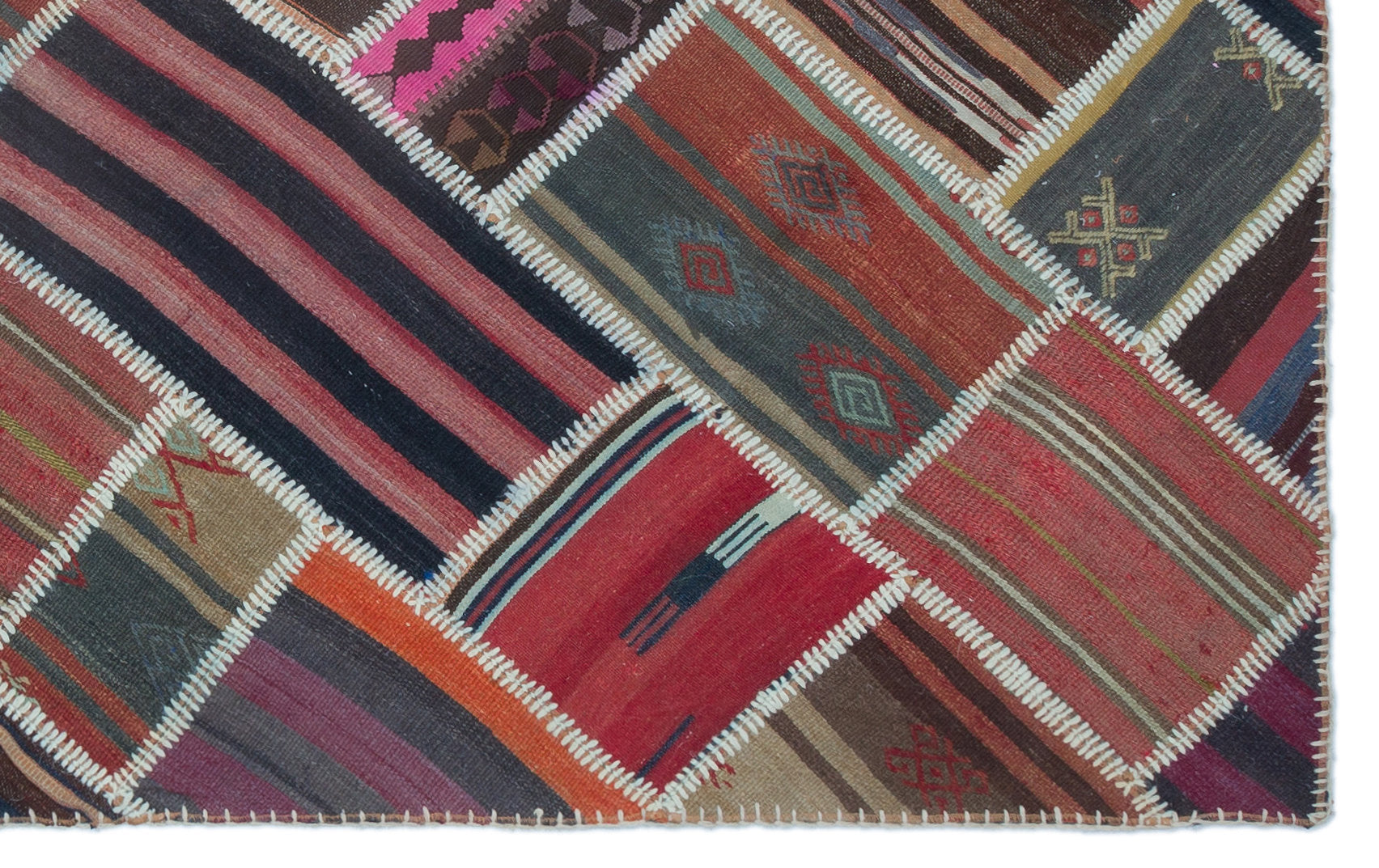 Naturel Over Dyed Kilim Patchwork Unique Rug 4'11'' x 7'10'' ft 150 x 238 cm