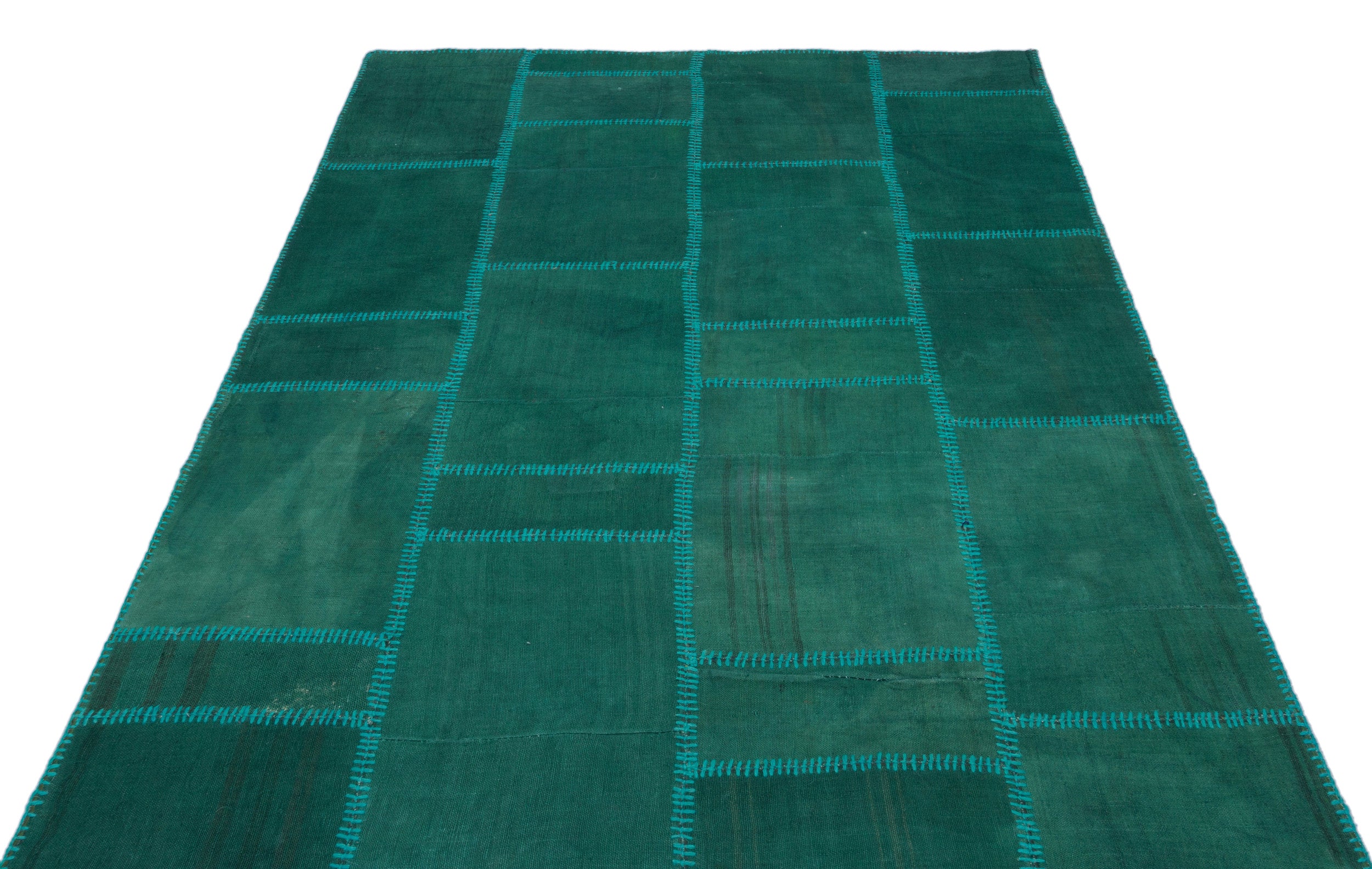 Mixed Over Dyed Kilim Patchwork Unique Rug 5'3'' x 7'8'' ft 159 x 233 cm