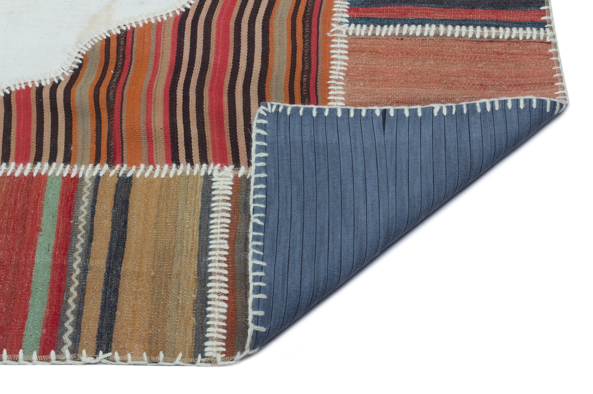Naturel Over Dyed Kilim Patchwork Unique Rug 5'1'' x 7'7'' ft 155 x 232 cm