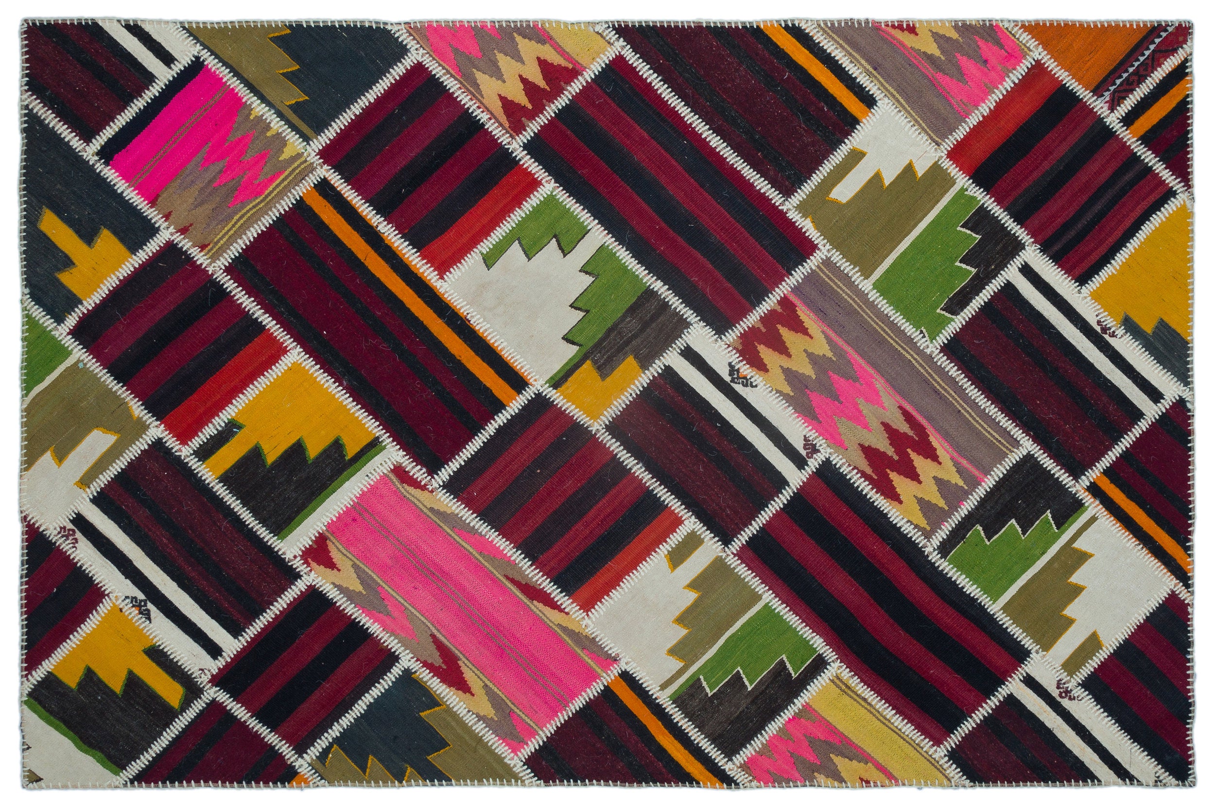 Naturel Over Dyed Kilim Patchwork Unique Rug 5'3'' x 7'10'' ft 160 x 240 cm