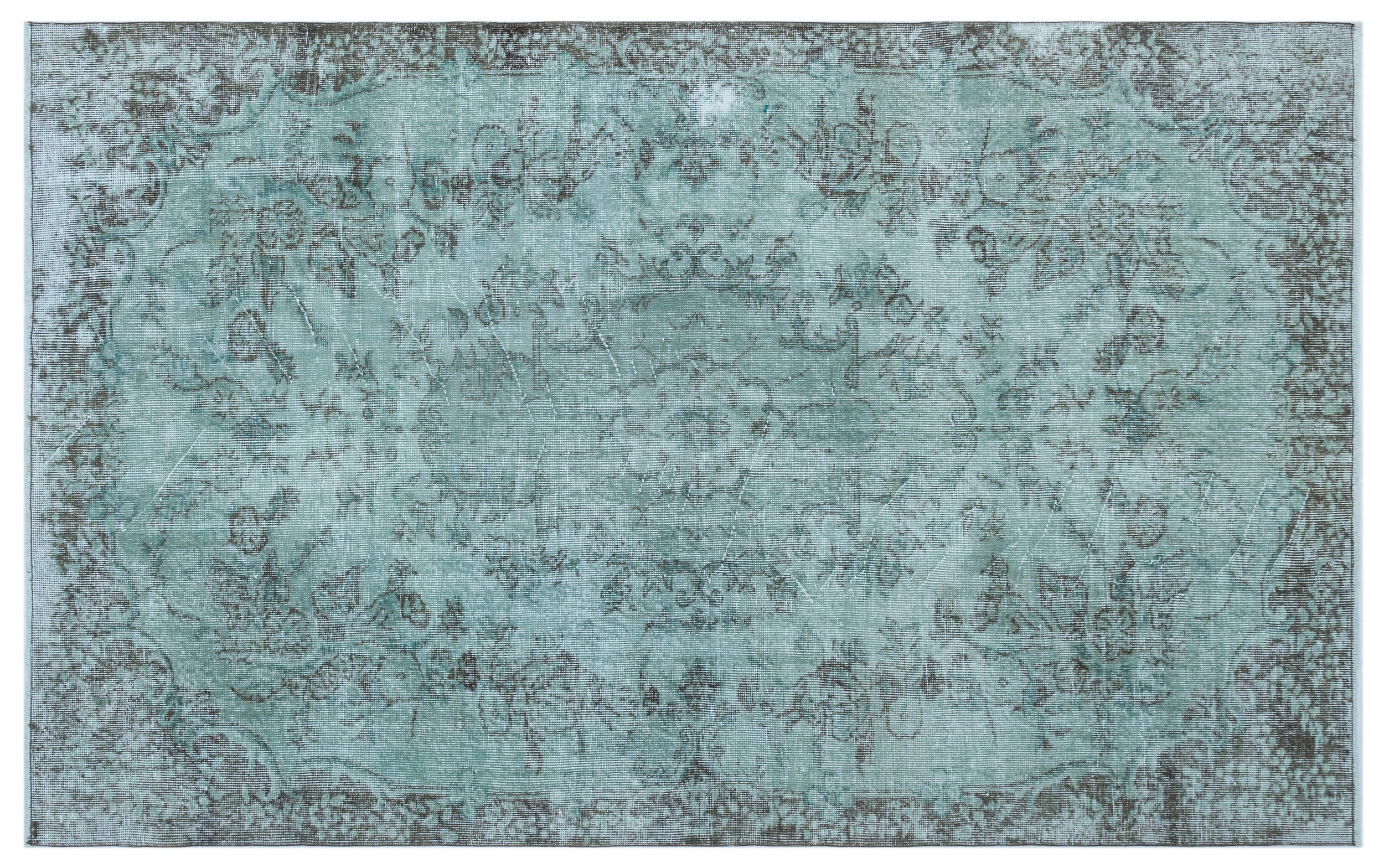 Turquoise Over Dyed Vintage Rug 5'3'' x 8'6'' ft 161 x 260 cm