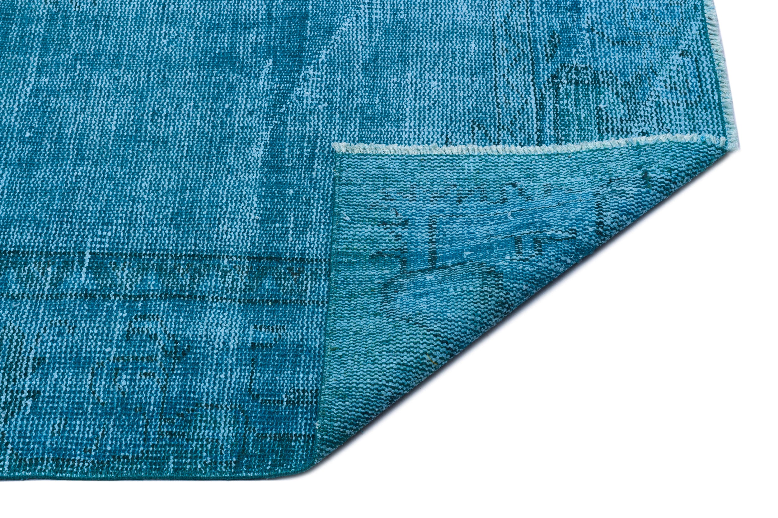 Turquoise Over Dyed Vintage Rug 5'1'' x 8'4'' ft 154 x 253 cm