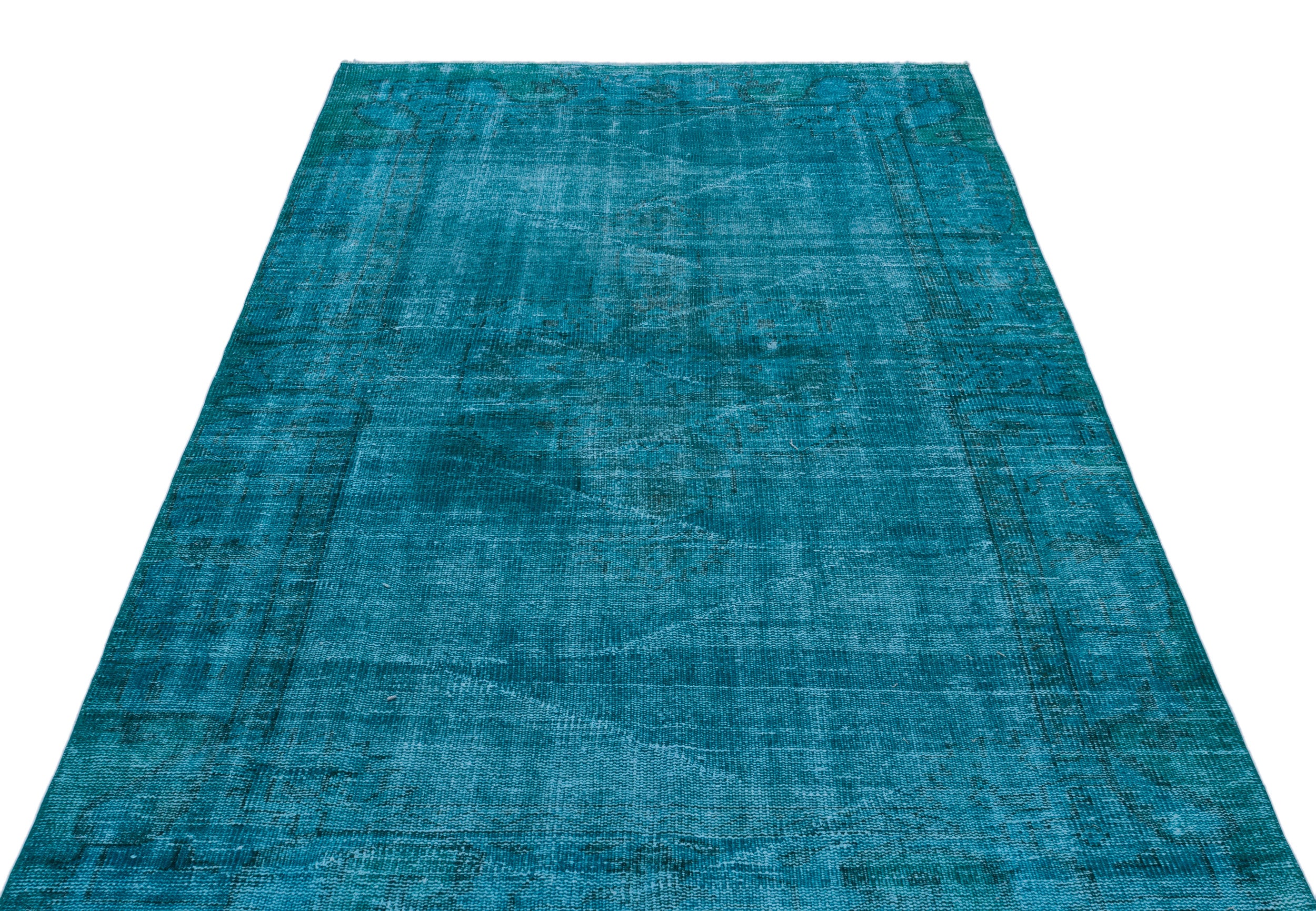 Turquoise Over Dyed Vintage Rug 5'1'' x 8'4'' ft 154 x 253 cm