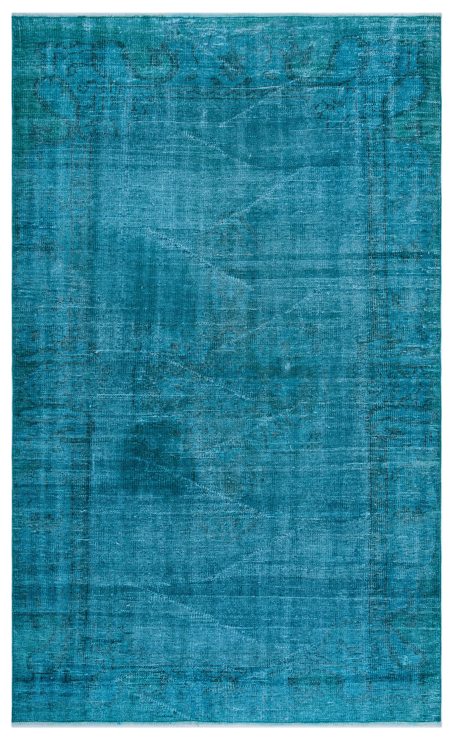 Turquoise Over Dyed Vintage Rug 5'1'' x 8'4'' ft 154 x 253 cm