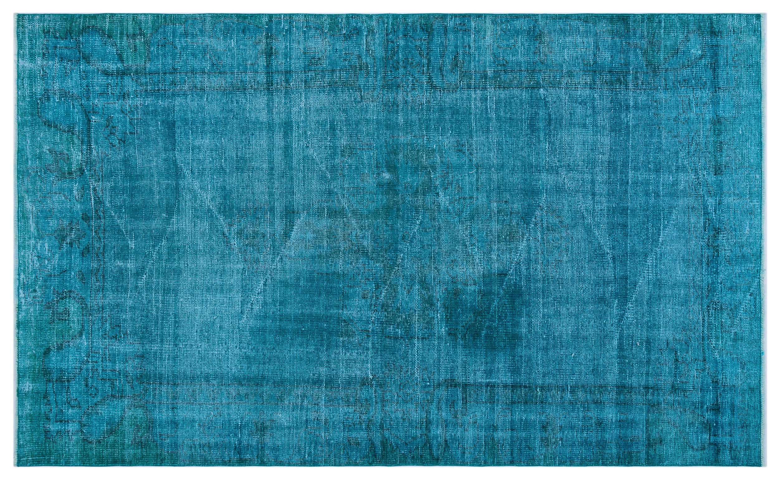 Turquoise Over Dyed Vintage Rug 5'1'' x 8'4'' ft 154 x 253 cm