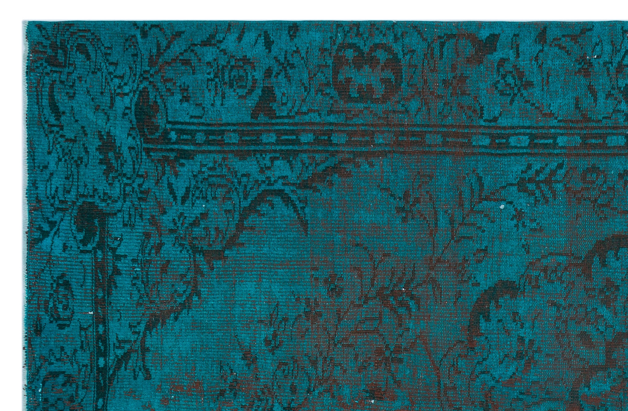 Turquoise Over Dyed Vintage Rug 6'1'' x 9'3'' ft 186 x 283 cm