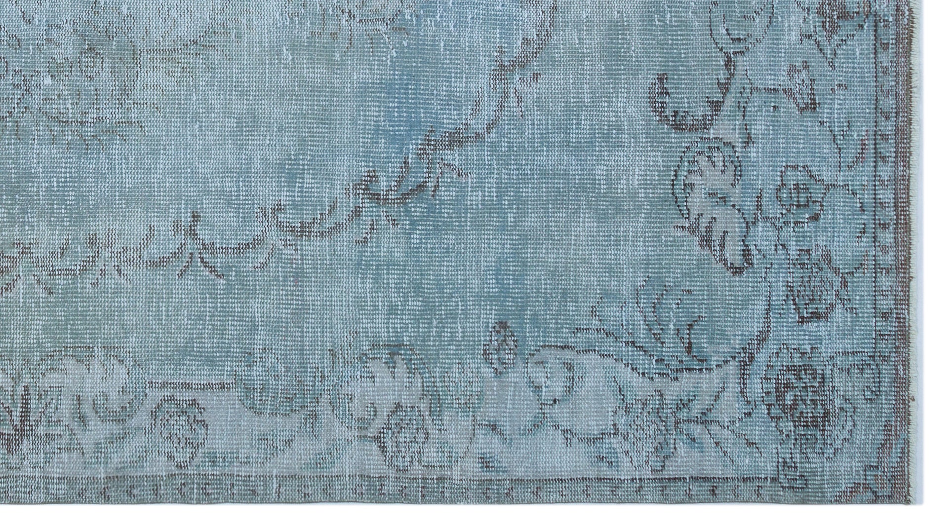 Blue Over Dyed Vintage Rug 4'11'' x 8'12'' ft 150 x 274 cm