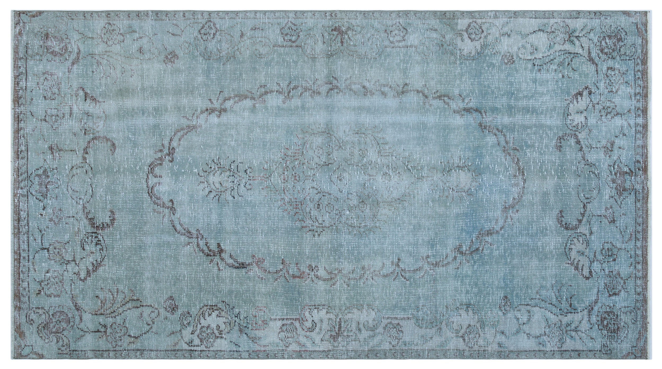 Blue Over Dyed Vintage Rug 4'11'' x 8'12'' ft 150 x 274 cm