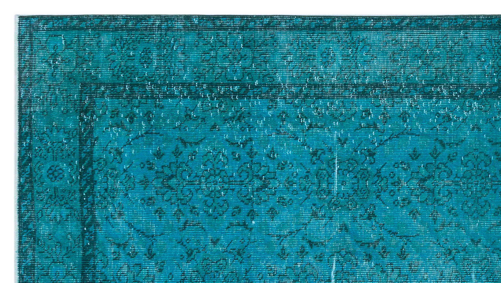 Turquoise Over Dyed Vintage Rug 4'6'' x 8'2'' ft 136 x 248 cm